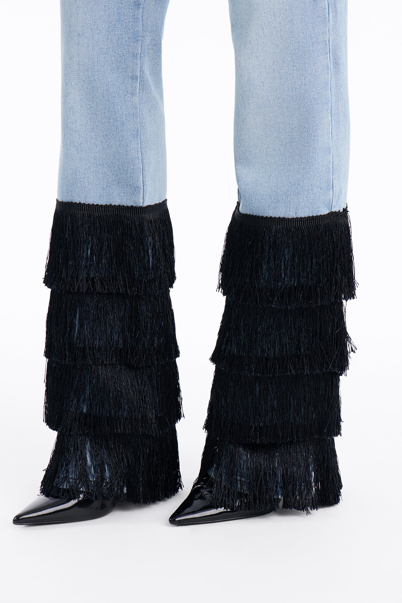 Lambada Fringe Mid Waist Straight Leg Jeans - Light Wash image 3