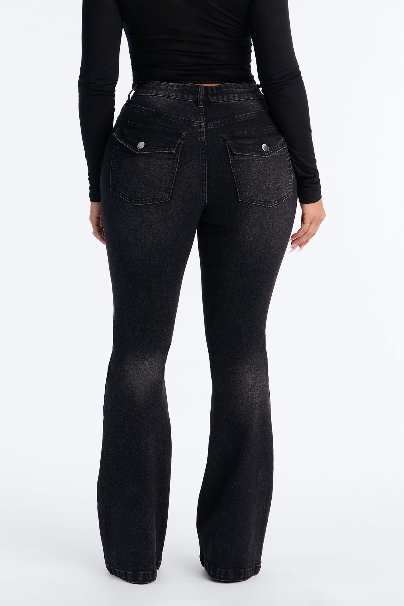 In Concert High Rise Buttonfly Stretch Bootcut Jeans - Black Wash image 4