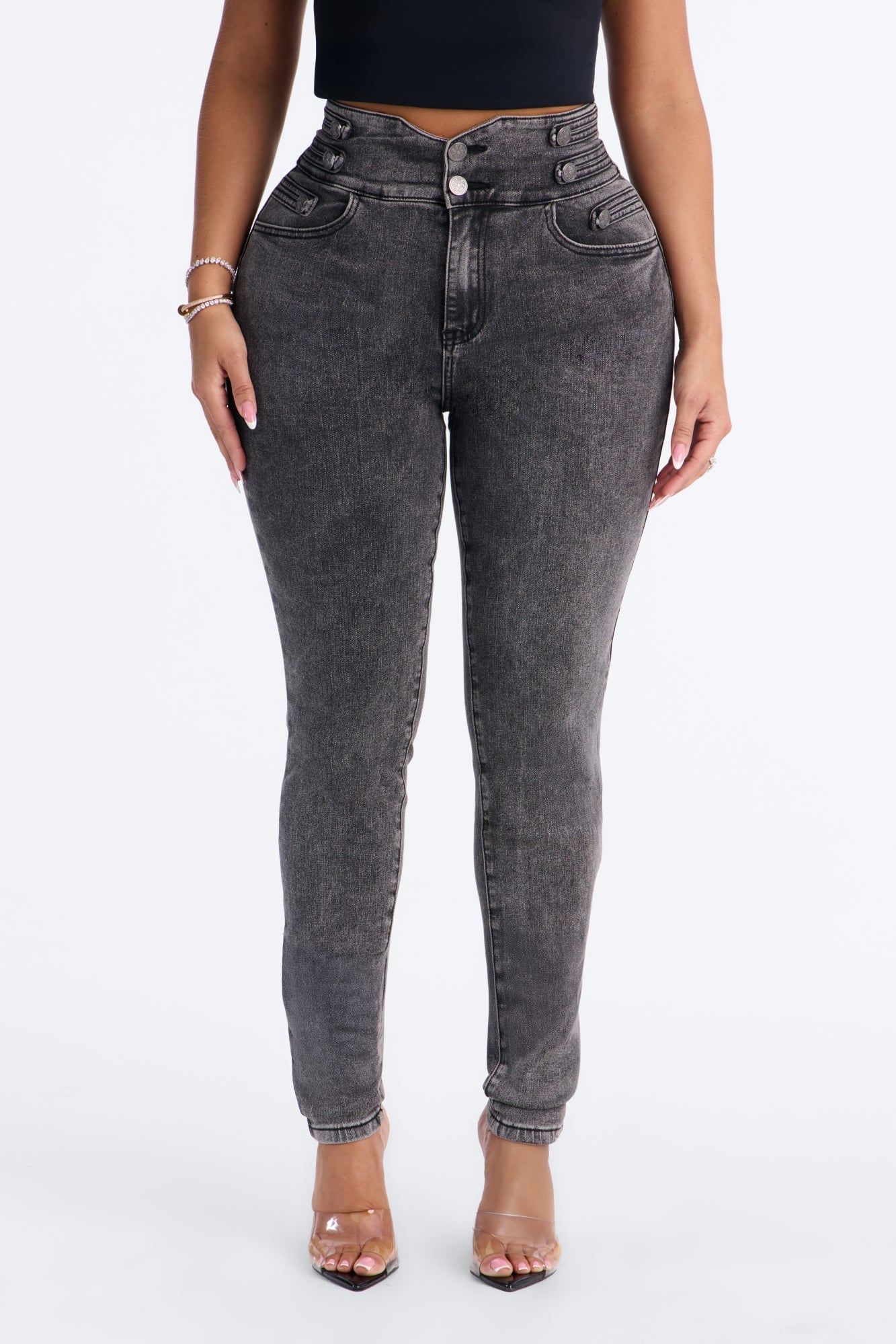 Midnight Empress High Rise Stretch Skinny Jeans - Black Wash image 5