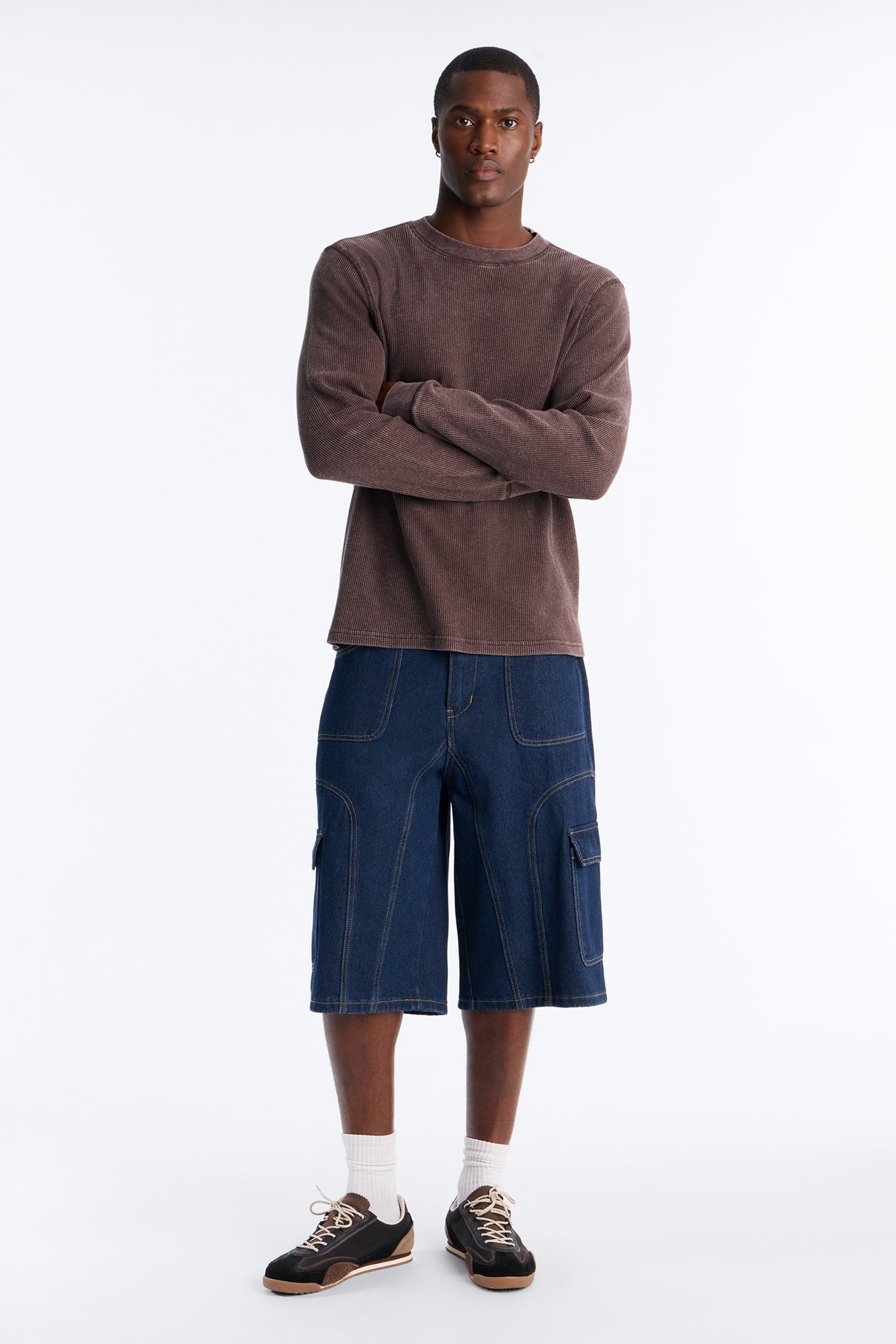 Cargo Baggy Paneled Denim Short - Indigo image 5