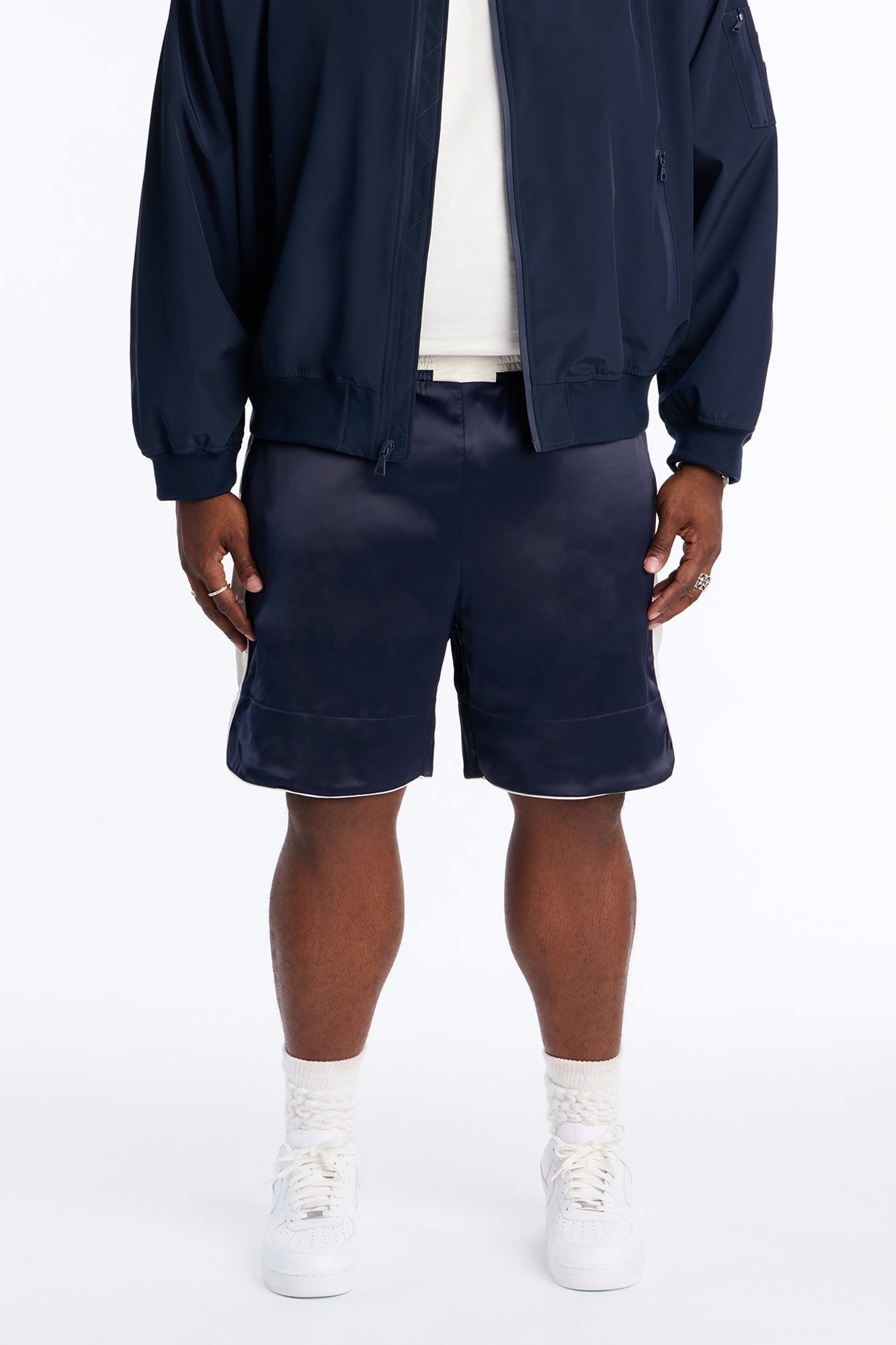 Relaxed Satin Boxing Short - Navy/combo image 1