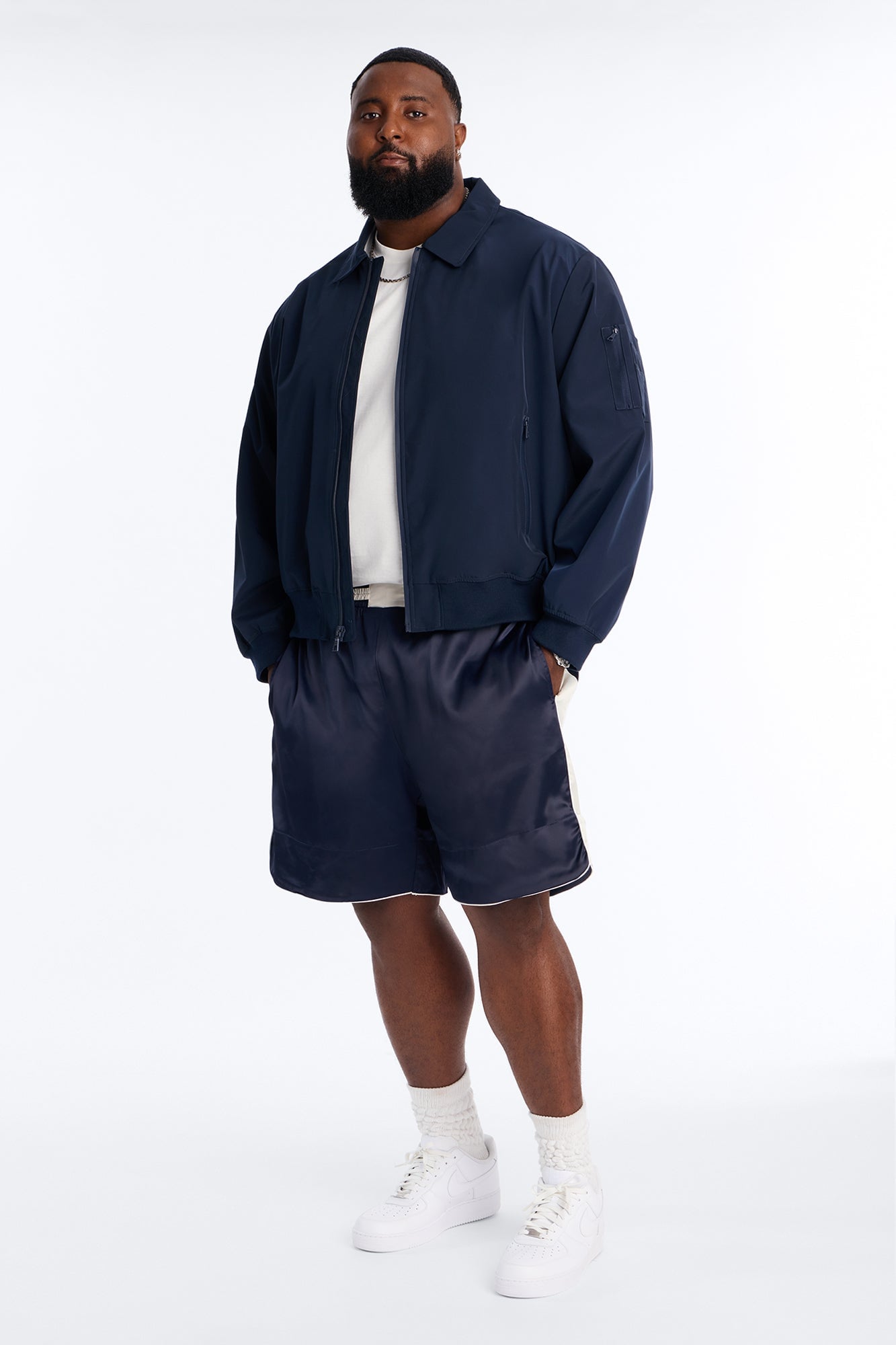 Relaxed Satin Boxing Short - Navy/combo image 2