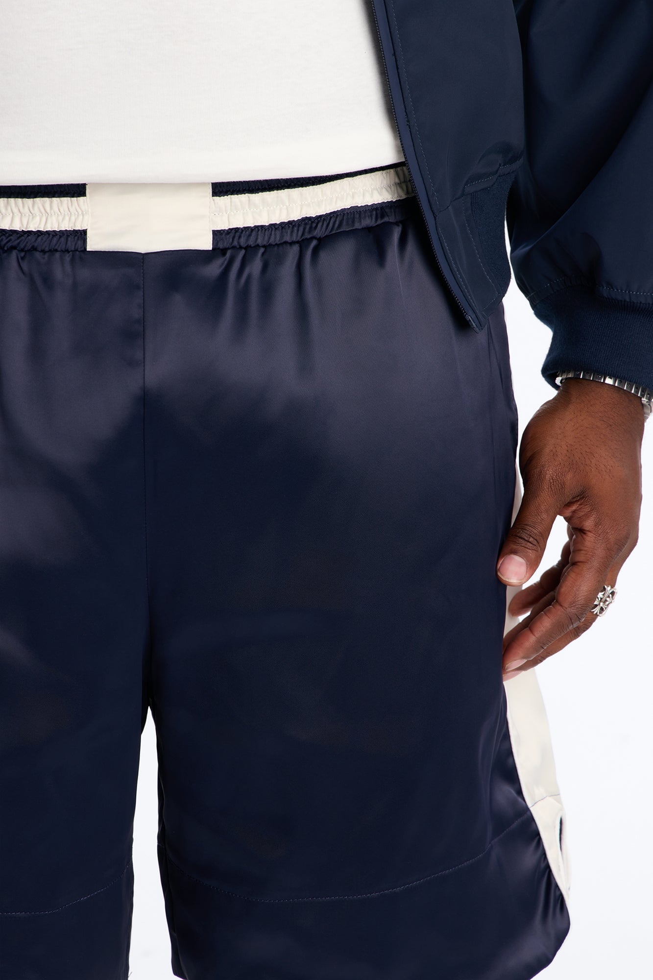 Relaxed Satin Boxing Short - Navy/combo image 3