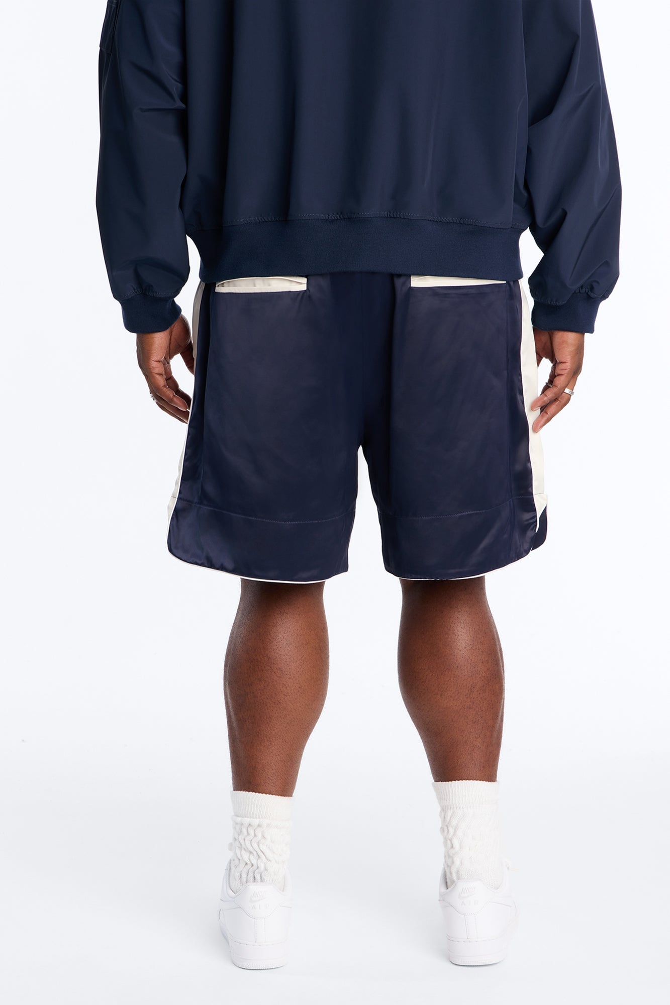 Relaxed Satin Boxing Short - Navy/combo image 4