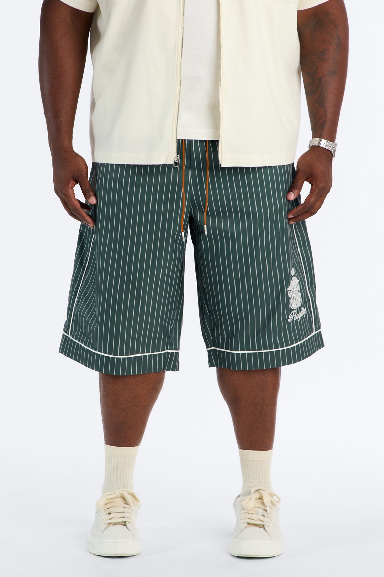 Collegiate Pinstripe Baggy Short - Green image 1