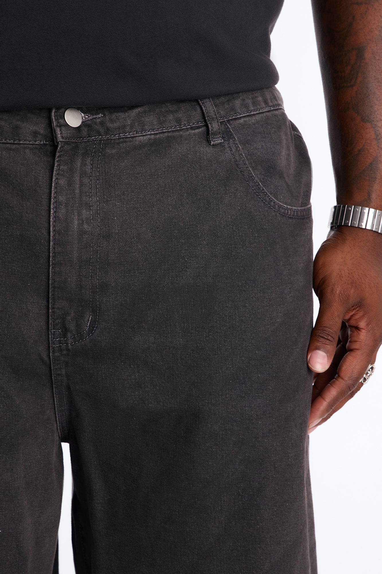 Sludge Slate Baggy Denim Short - Washed Black image 3