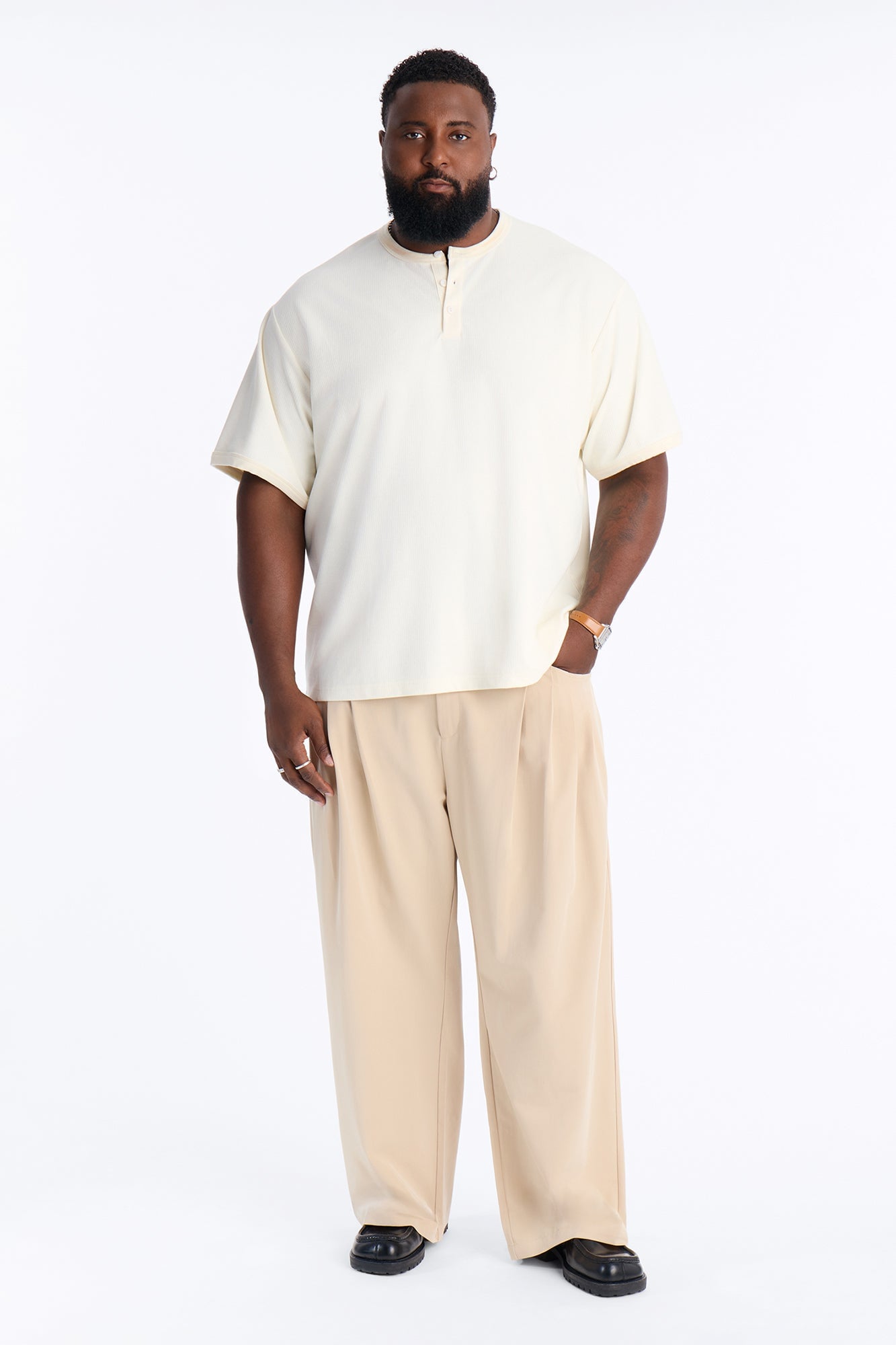 Cam Wide Leg Pleated Trouser - Tan image 1
