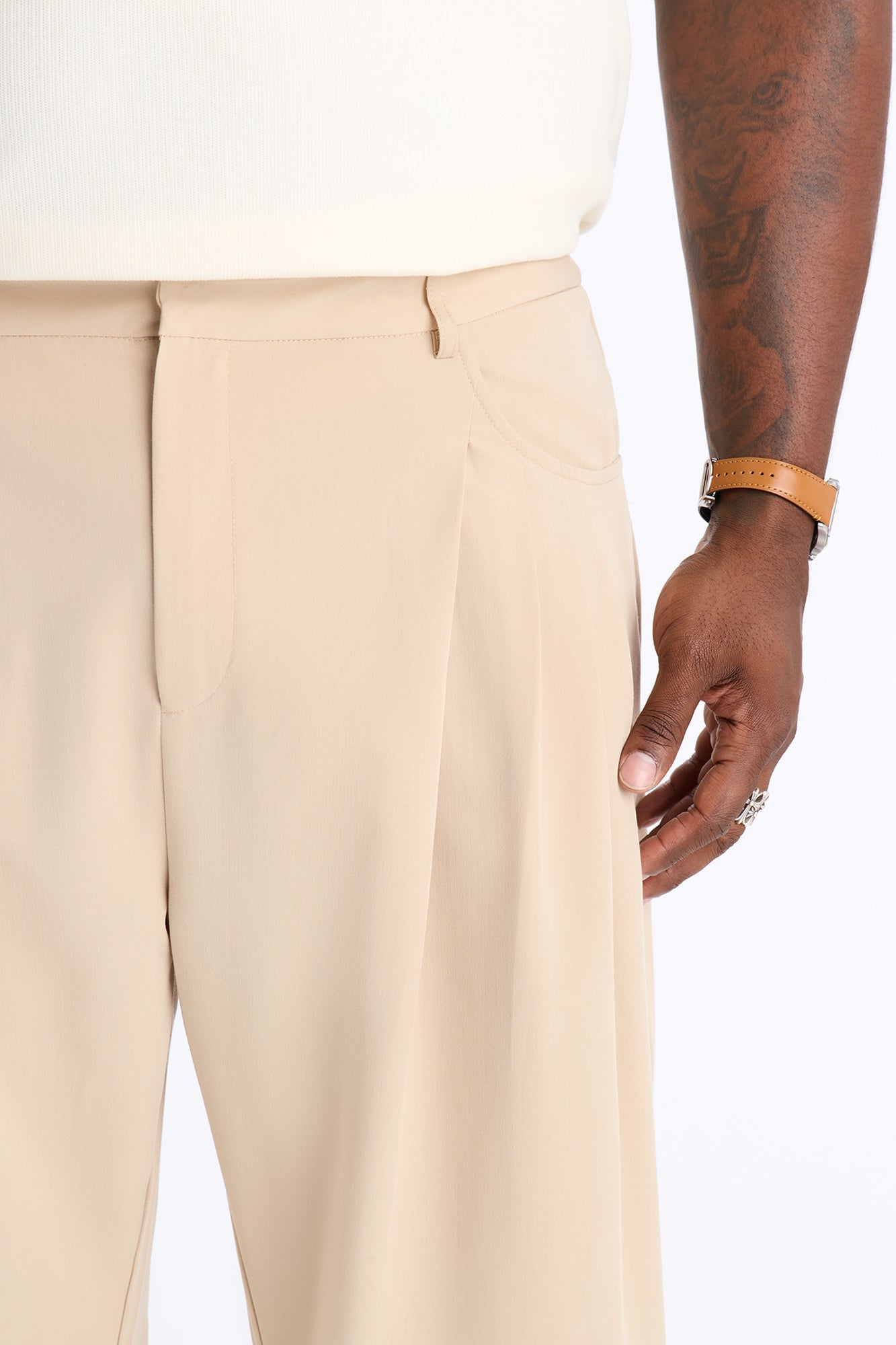 Cam Wide Leg Pleated Trouser - Tan image 4