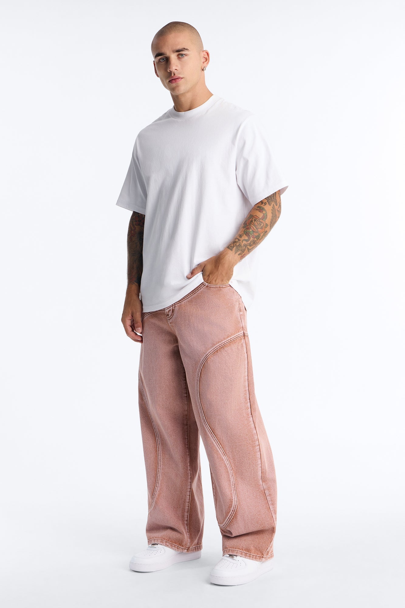 Terra Fade Baggy Jean - Washed Red image 6