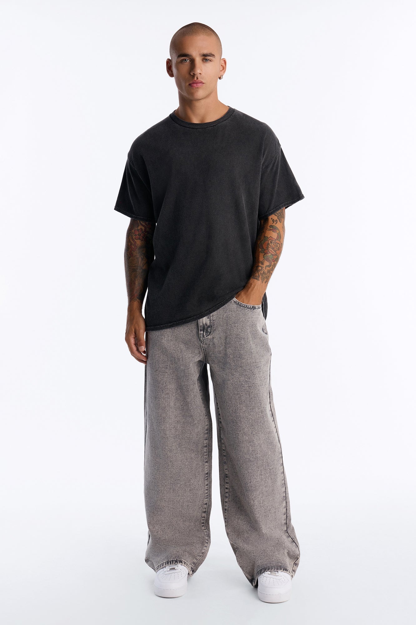 All Day Baggy Leg Jean - Washed Grey image 5