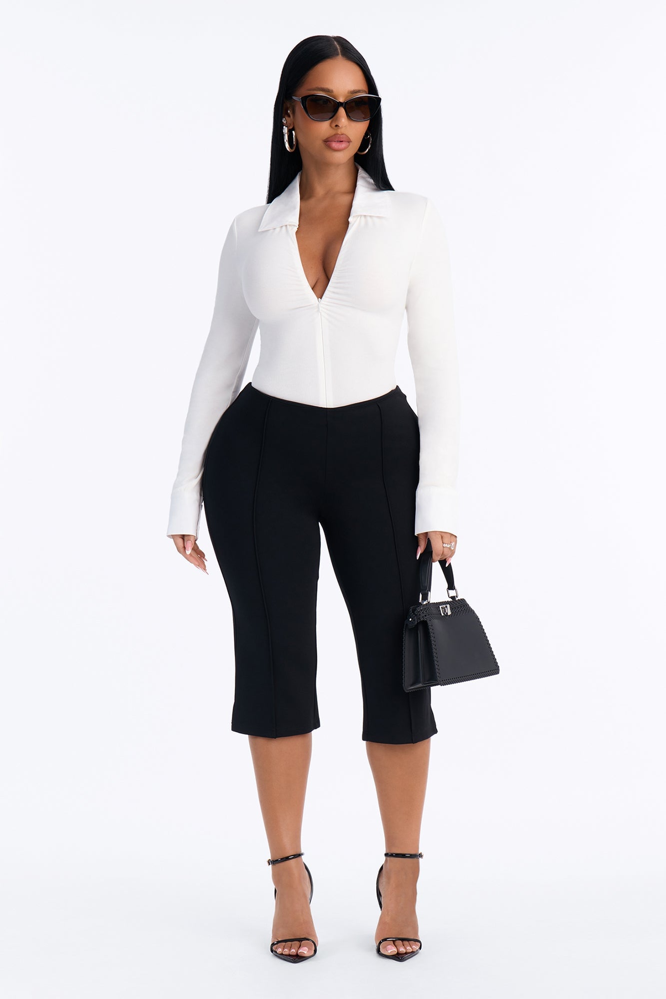 Flore Mid Rise Skinny Gaucho Pant - Black image 6