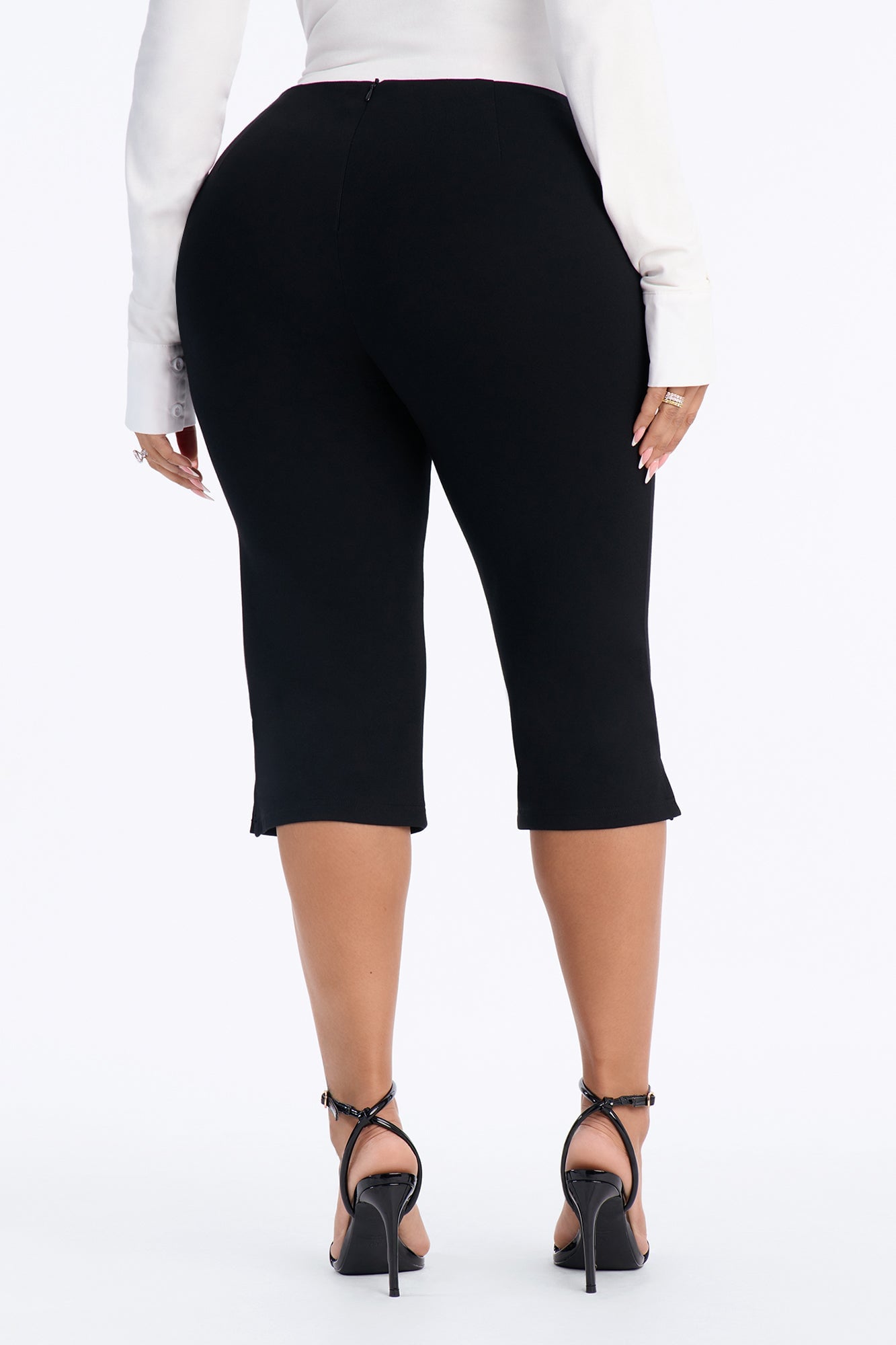 Flore Mid Rise Skinny Gaucho Pant - Black image 8