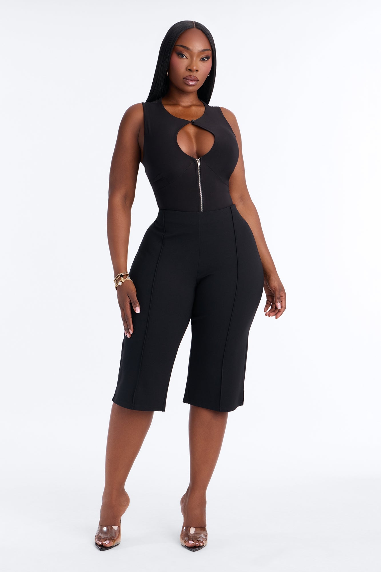 Flore Mid Rise Skinny Gaucho Pant - Black image 2