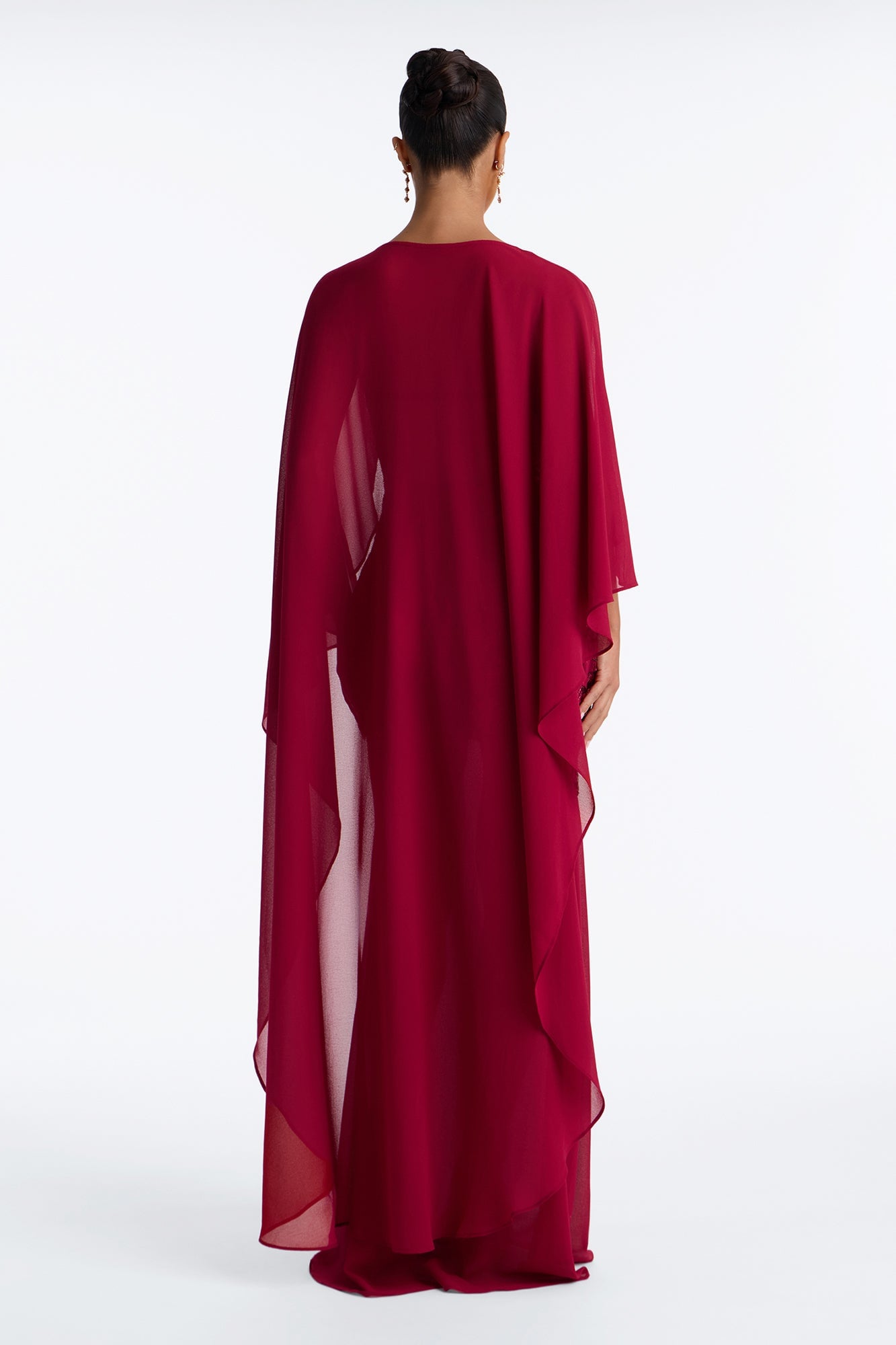Night Sparkle Embellished Cape Gown - Raspberry image 7