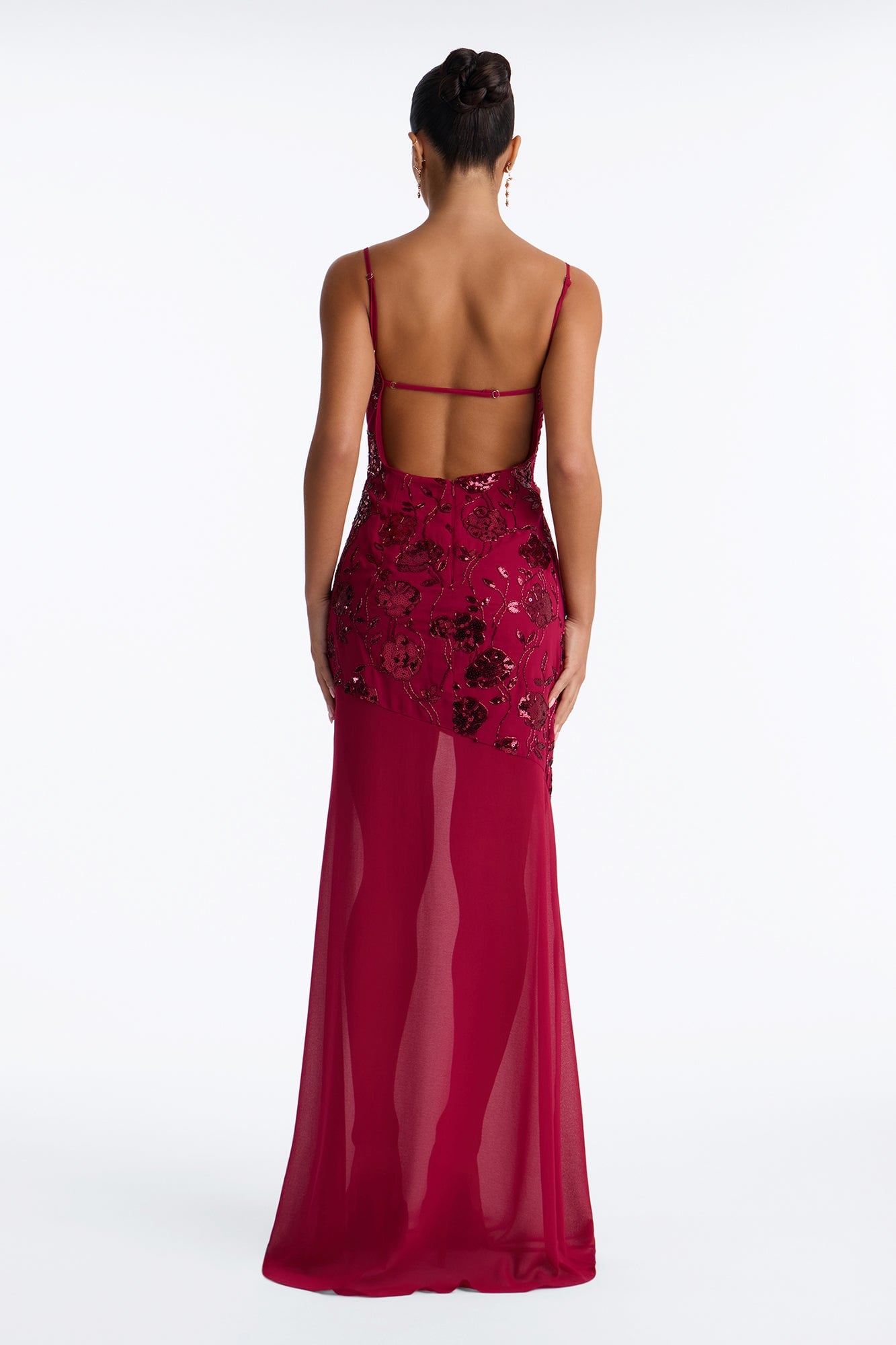 Night Sparkle Embellished Cape Gown - Raspberry image 9
