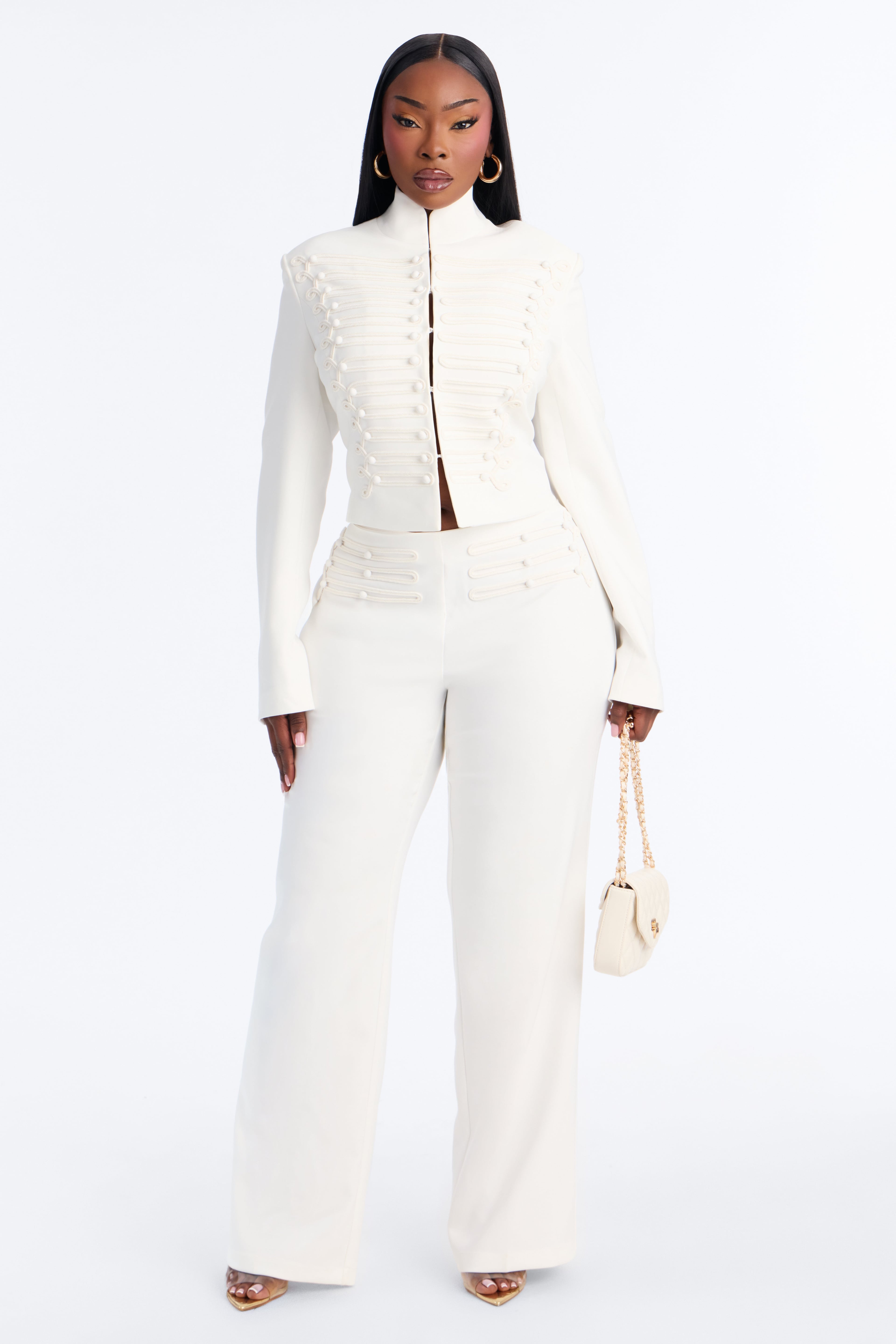 Commander in Chic Cropped Fitted Blazer - White image 2