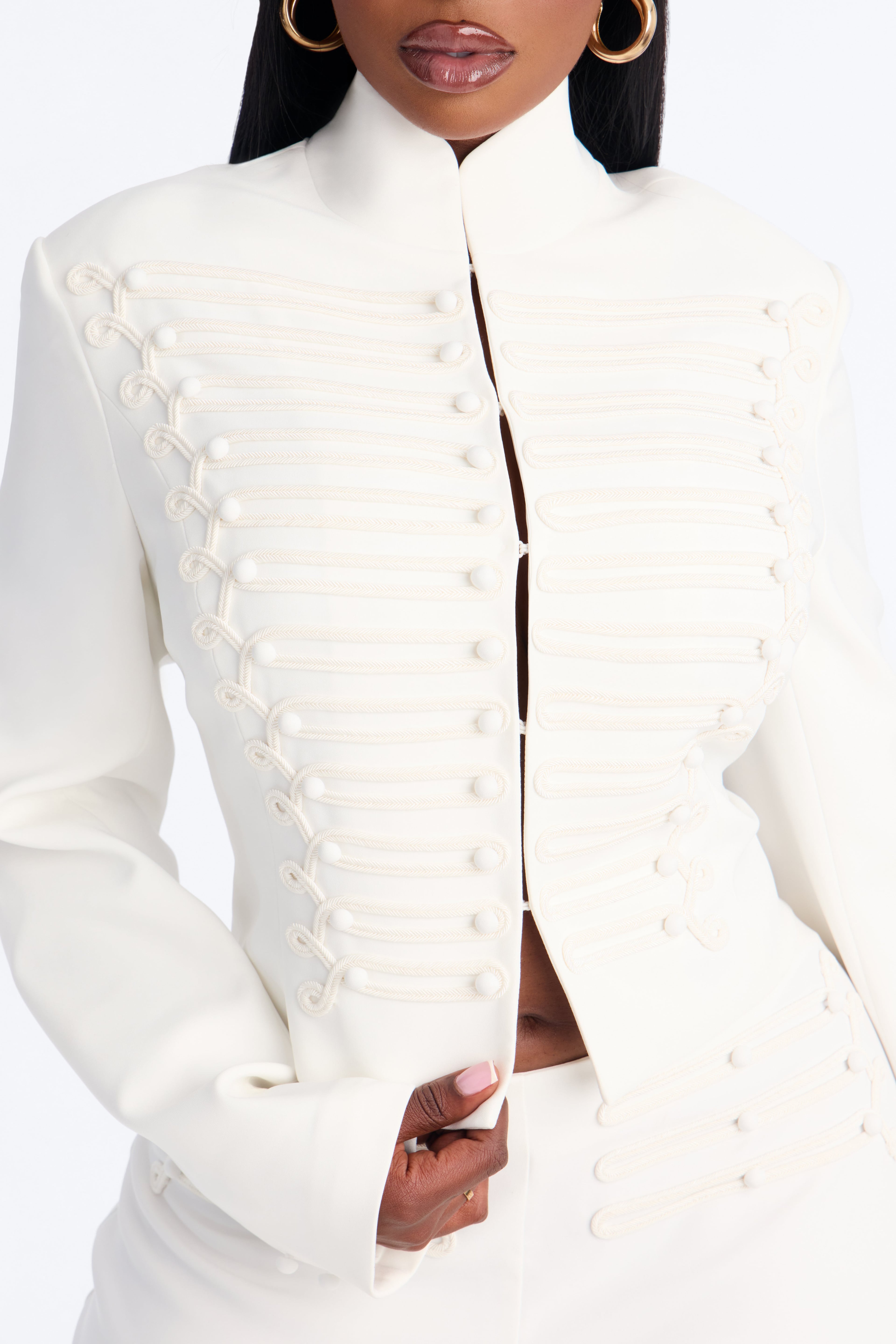 Commander in Chic Cropped Fitted Blazer - White image 4