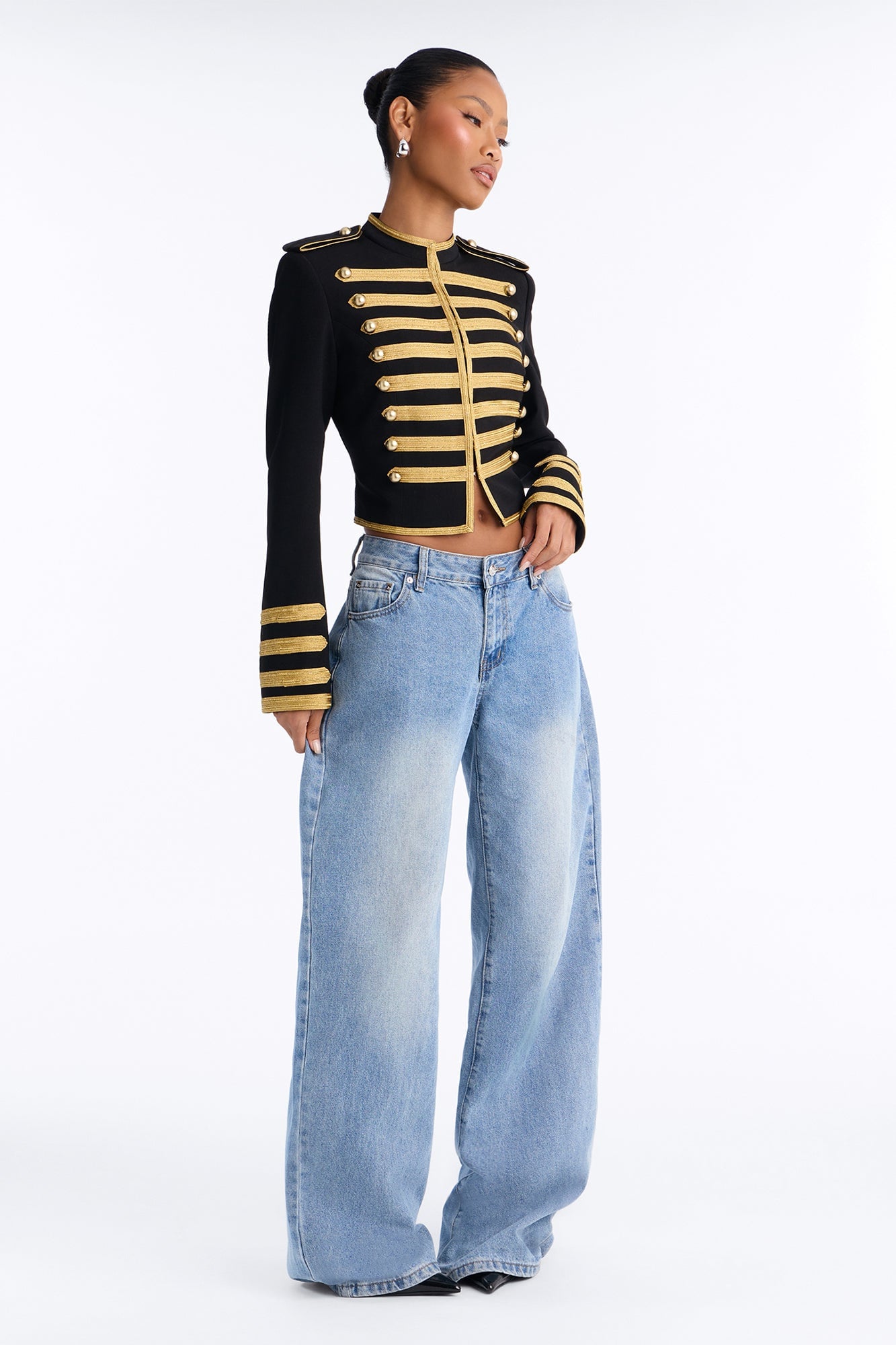 Maria Militant Embellished Trim Jacket - Black/Gold image 2