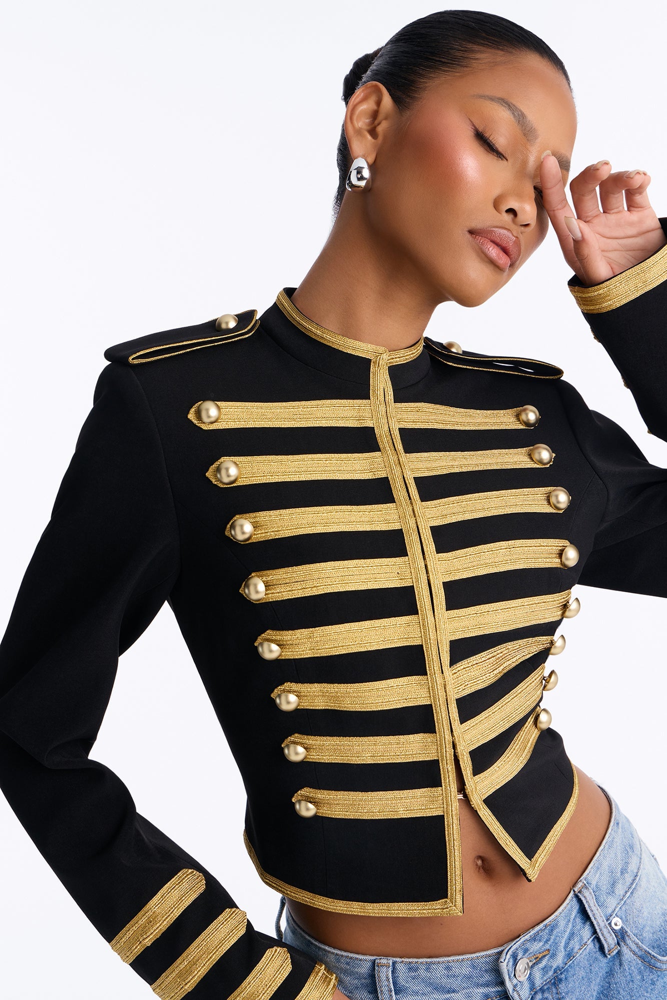 Maria Militant Embellished Trim Jacket - Black/Gold image 3