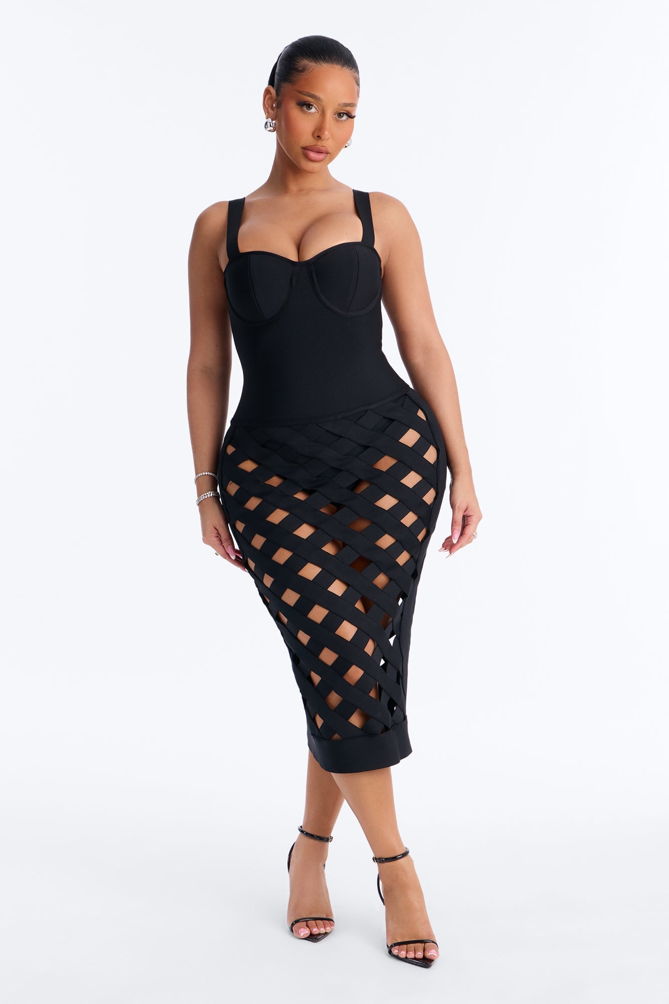 Lillian Bandage Midi Dress - Black image 1