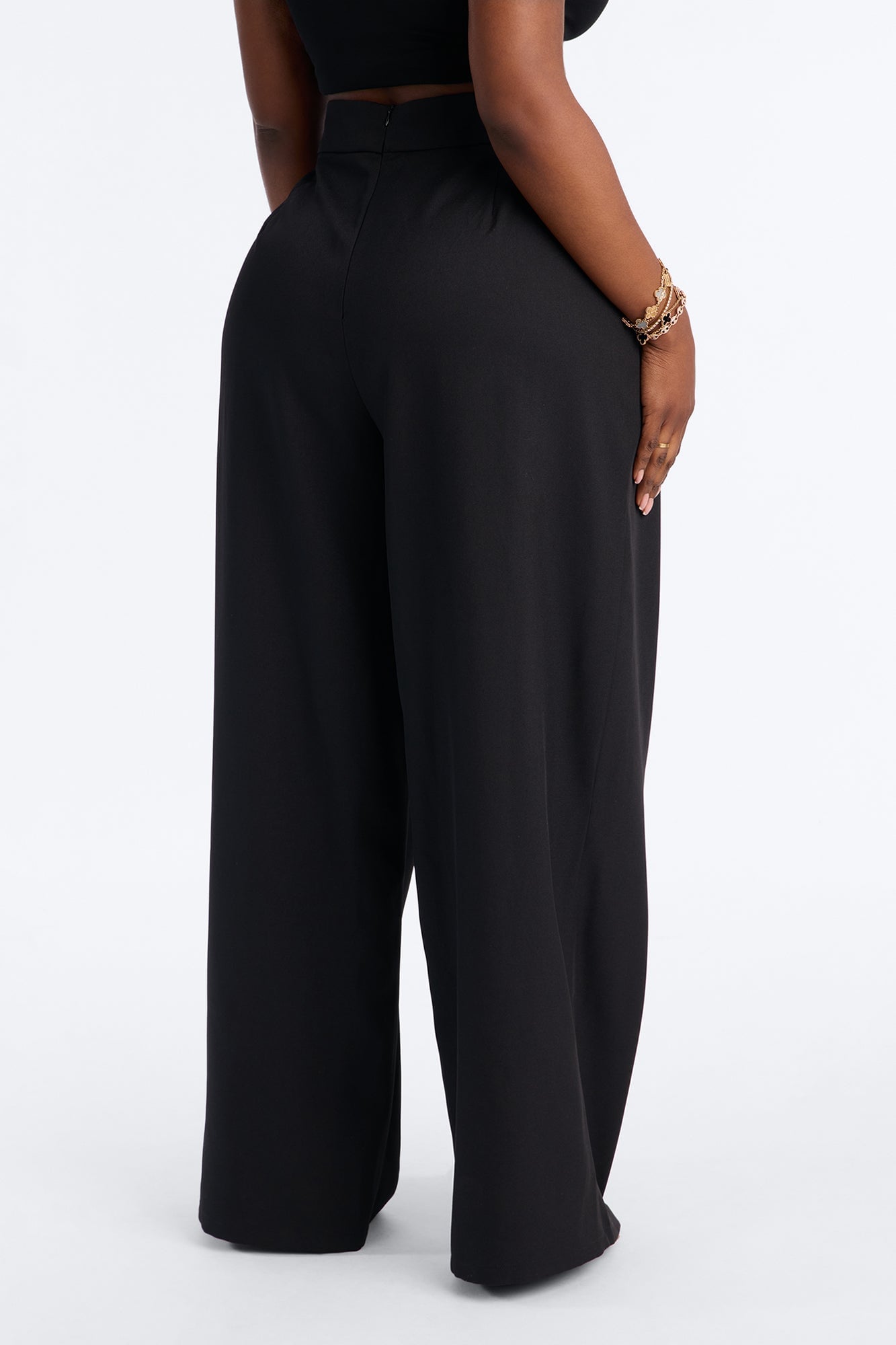 Sadie High Rise Frog Closure Pleated Trouser - Black image 4