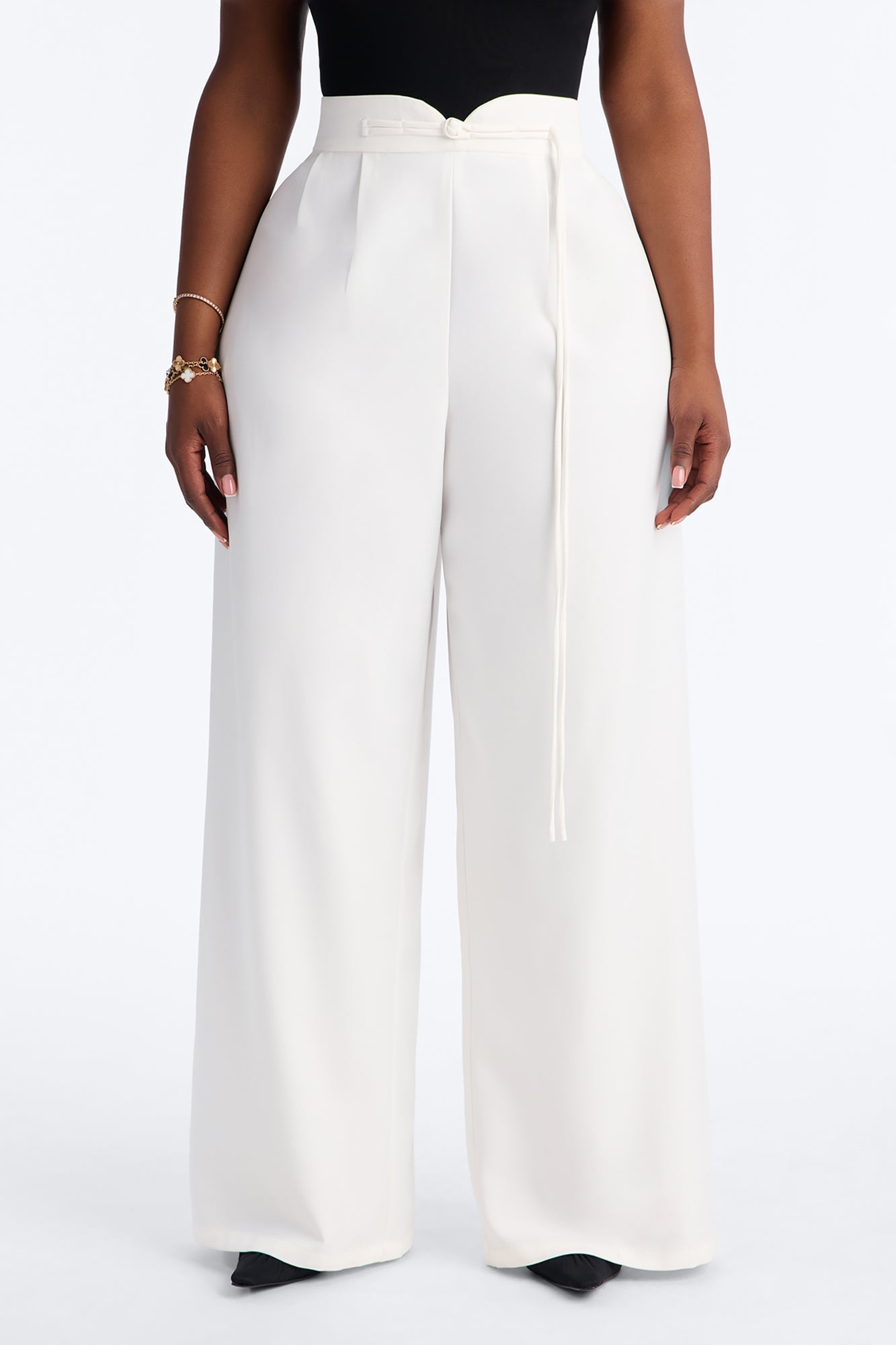 Sadie High Rise Frog Closure Pleated Trouser - Ivory image 2