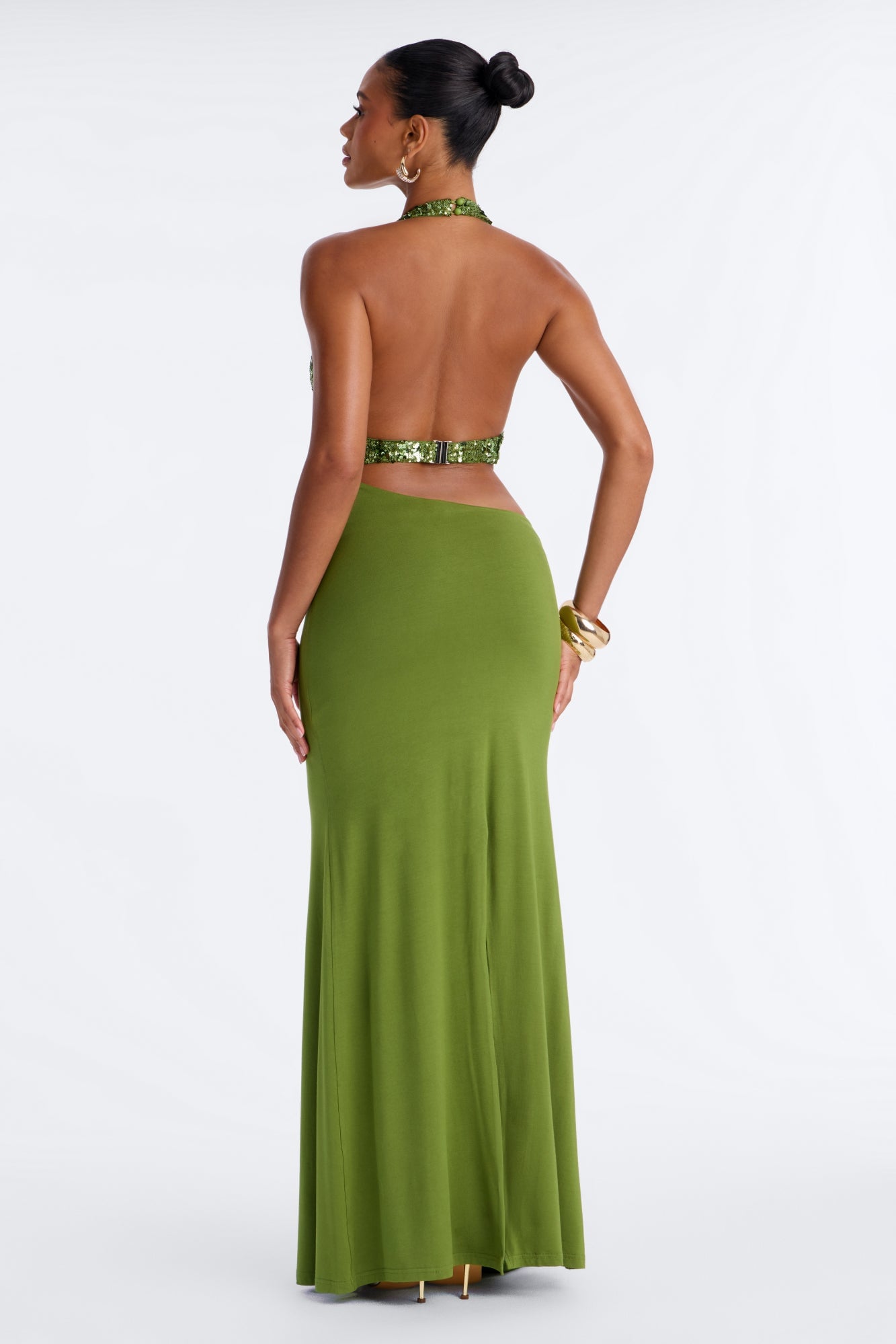 Selene Sequin Maxi Dress - Olive image 4