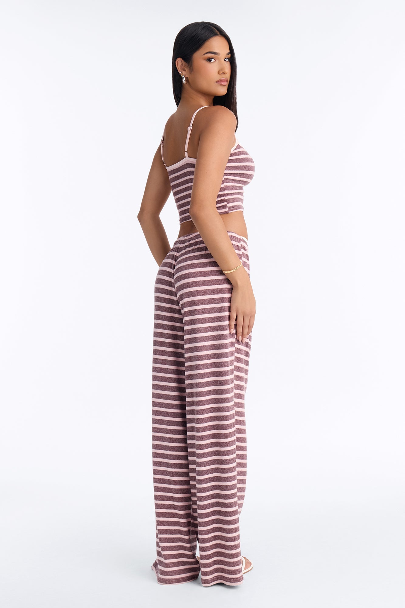 Silla Striped Wide Leg Pant Set - Pink/combo image 4