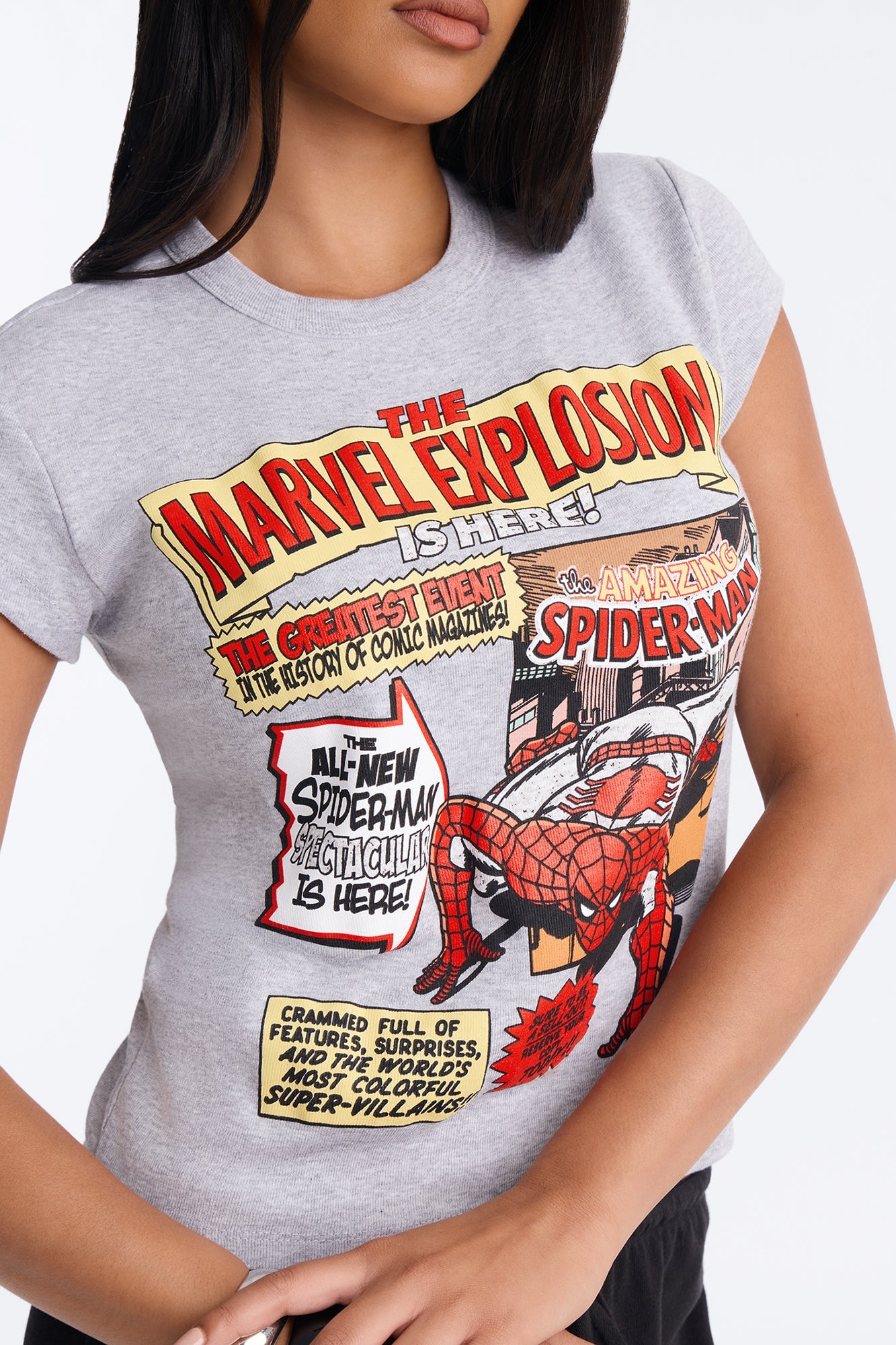 Marvel Explosion Relaxed Baby Tee - Grey image 3