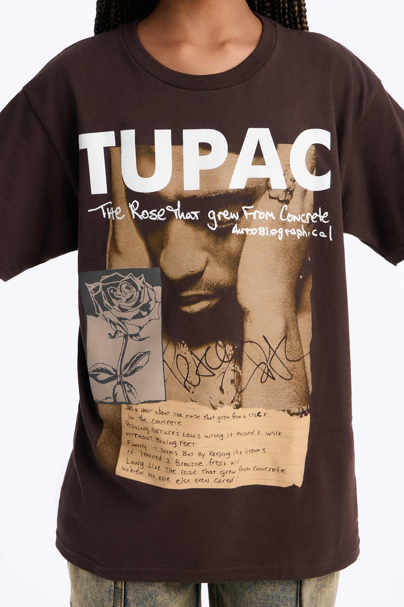 Mini Tupac Rose Tee - Brown image 3
