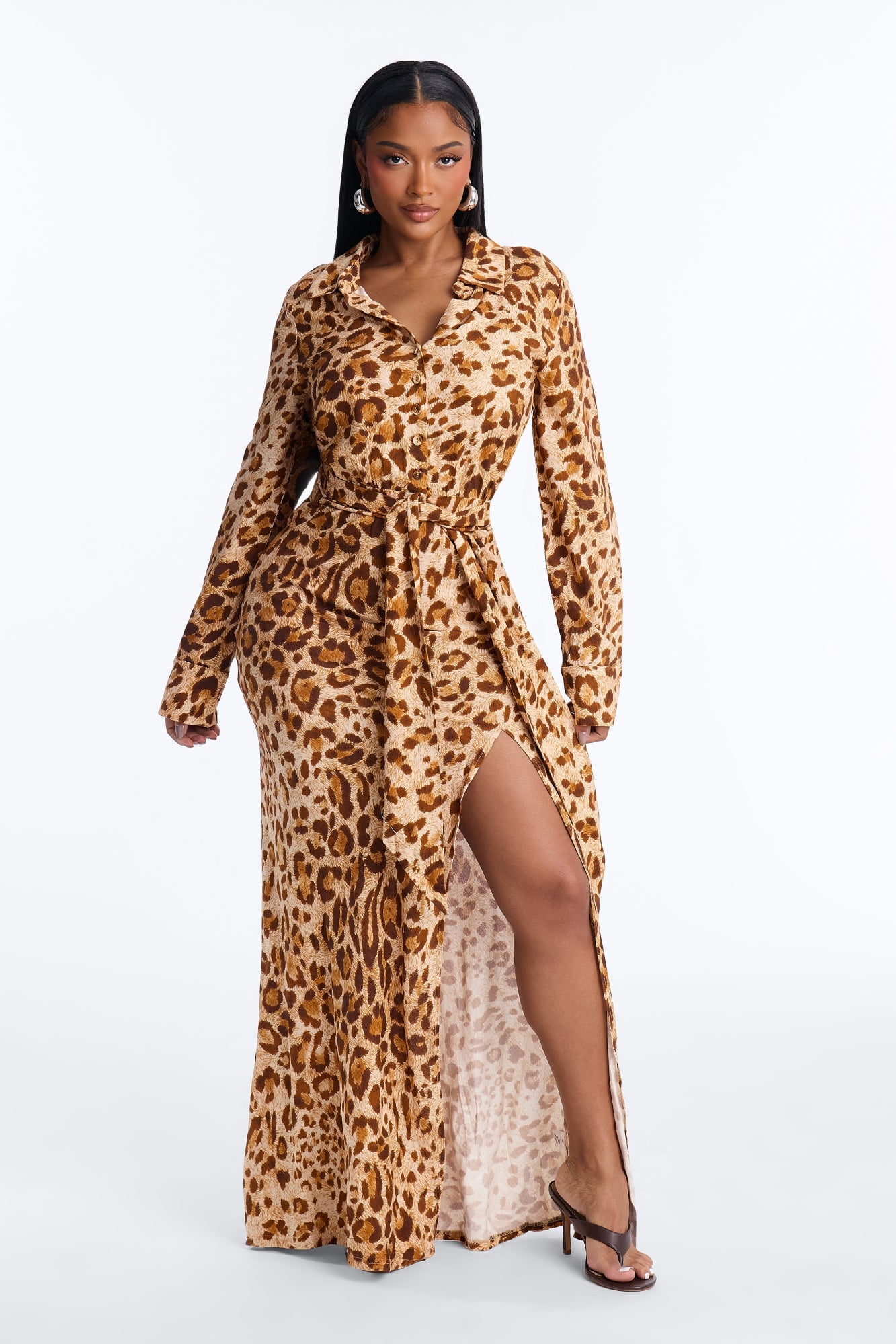 Naturally Wild Long Sleeve Maxi Dress - Leopard image 5