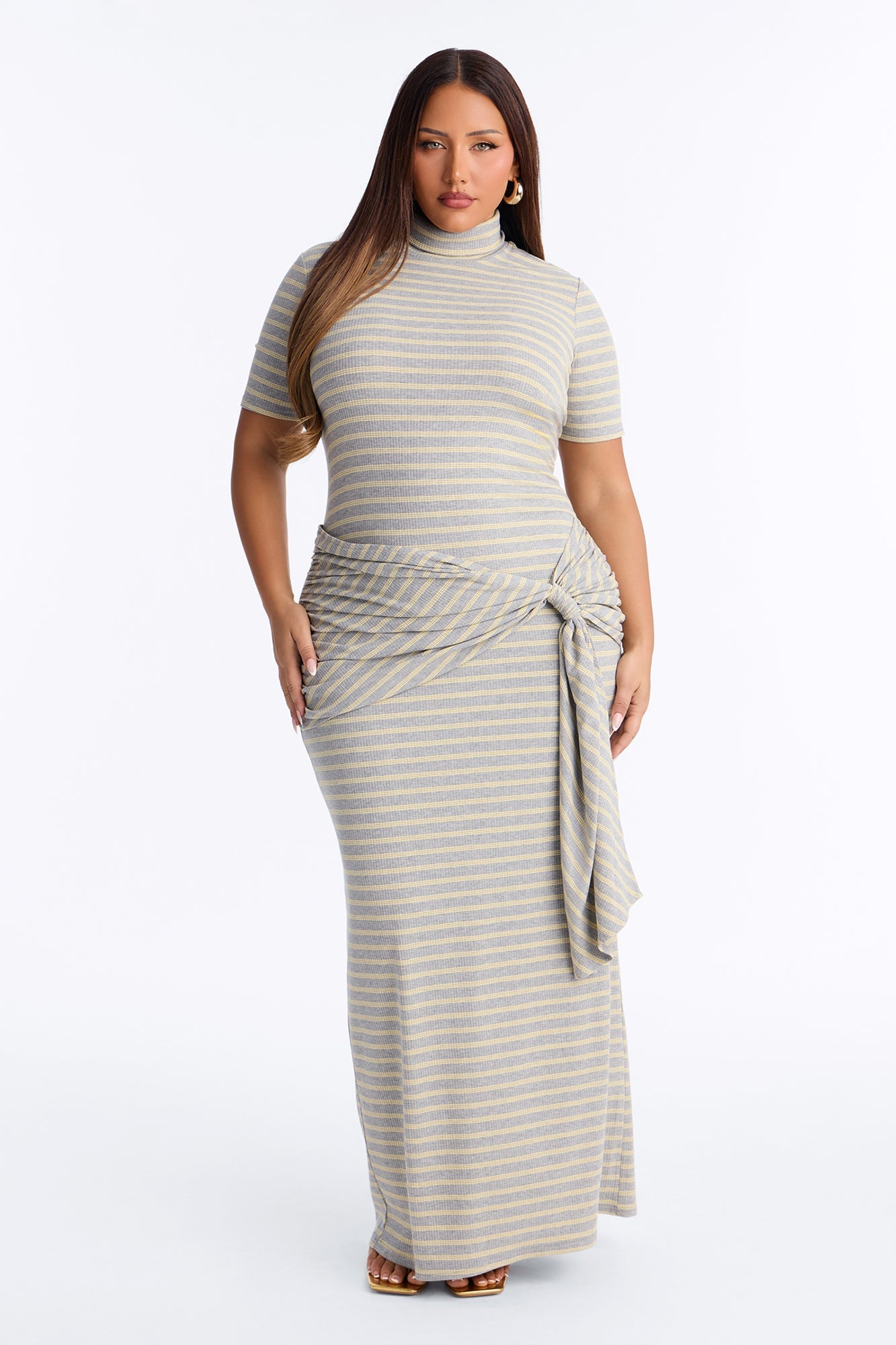 Montecito Ready Striped Ribbed Maxi Dress - Grey/combo image 1