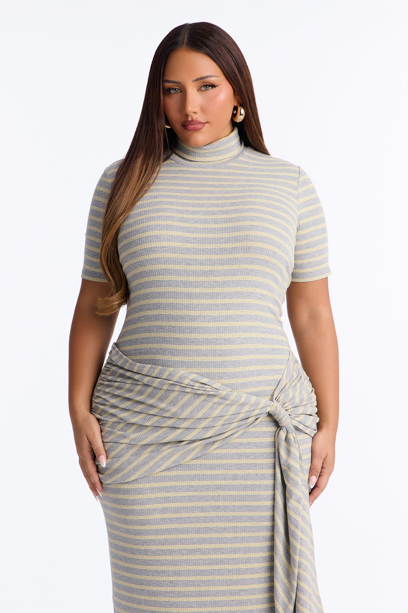 Montecito Ready Striped Ribbed Maxi Dress - Grey/combo image 2