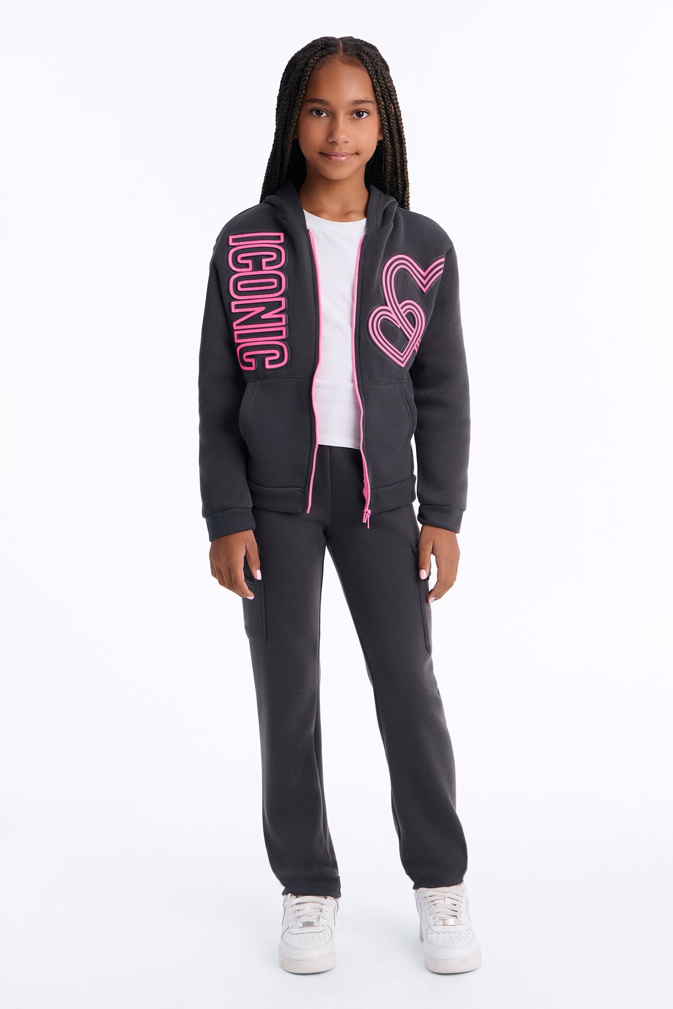 Mini Forever Iconic Fleece Jogger Pant Set - Dark Grey image 2