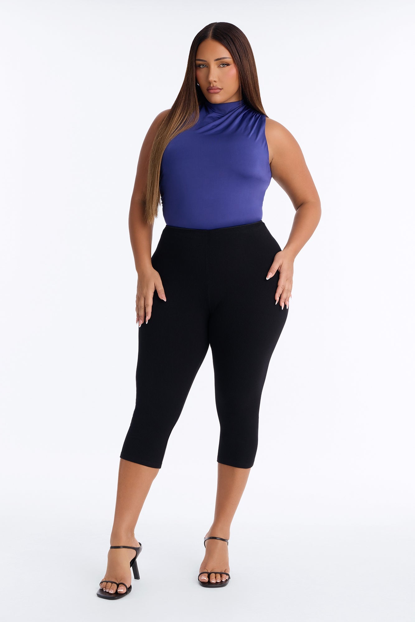 My Choice Ruched High Neck Bodysuit - Navy image 2