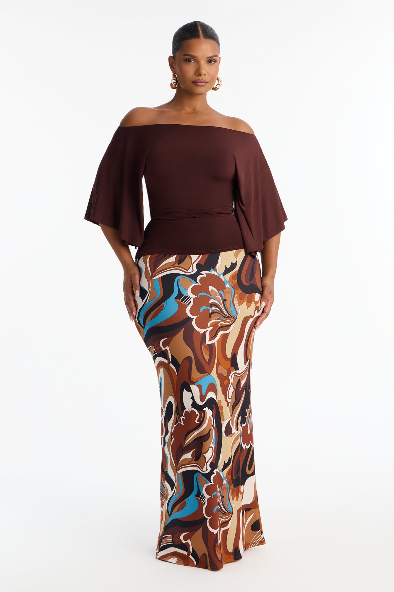 Cierra Cinched Waist Short Sleeve Top - Chocolate image 2