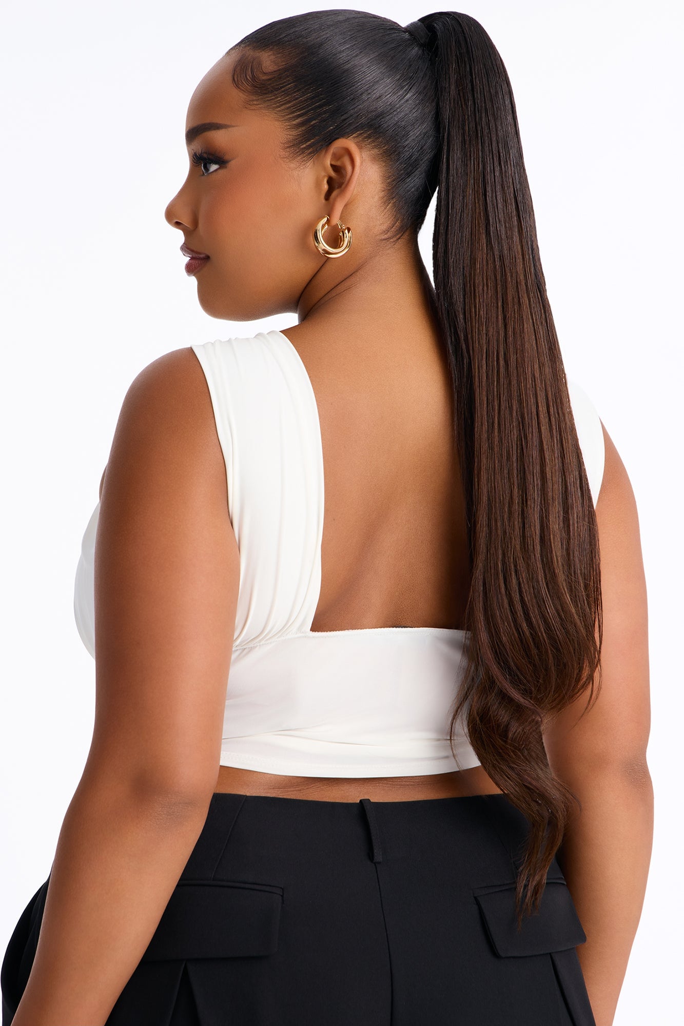 Layla Ruched Boat Neck Sleeveless Top - Ivory image 3