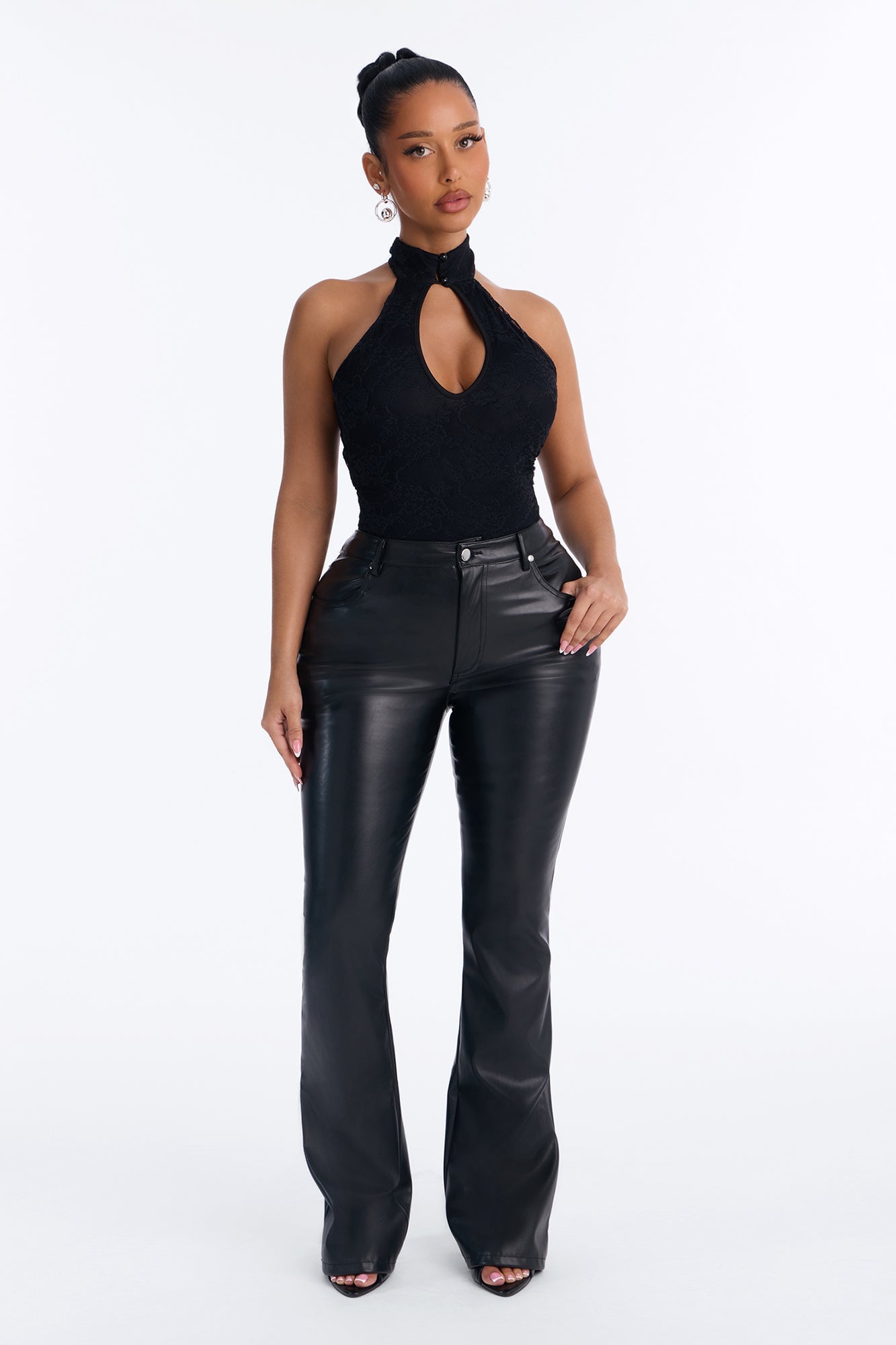 Sotainy Lace Mock Neck Bodysuit - Black image 6