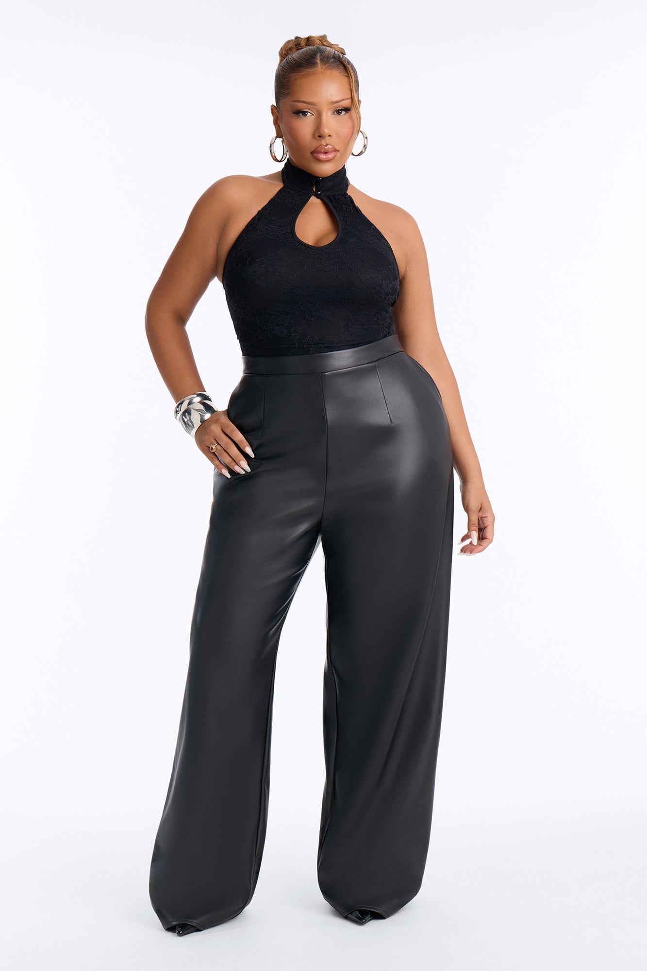 Sotainy Lace Mock Neck Bodysuit - Black image 2