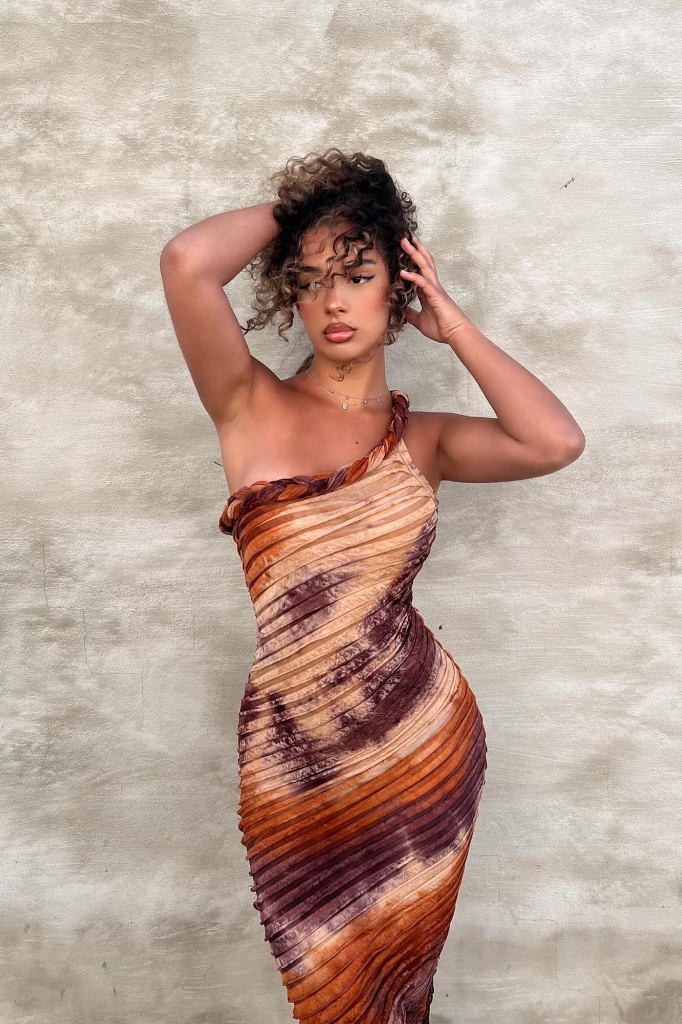 Maylee Textured Maxi Dress - Brown Combo image 2