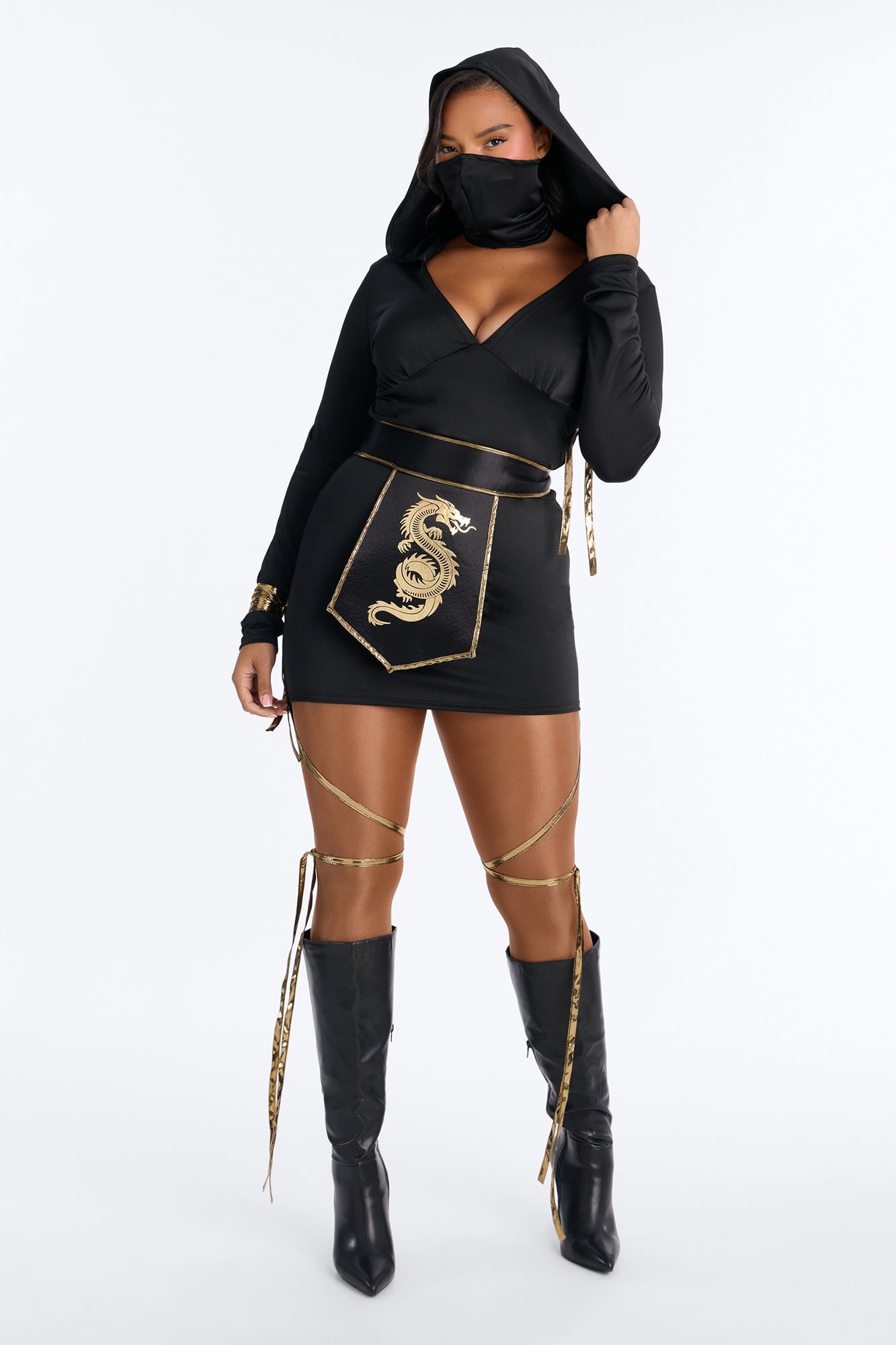 Keep On Slaying Ninja 3 Piece Costume Set - Black/Gold image 2