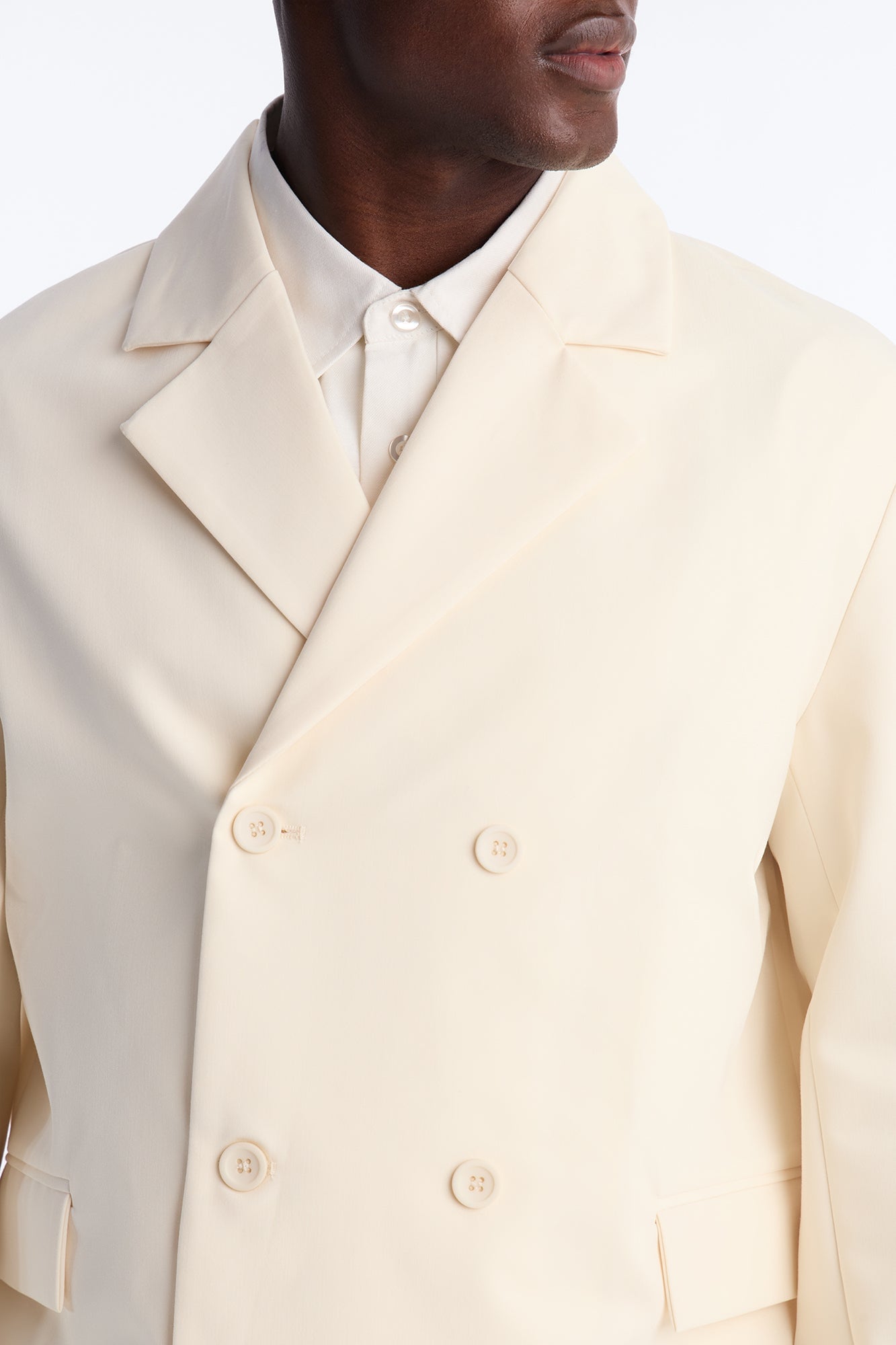 Laguna Double Breasted Cropped Blazer - Cream image 7