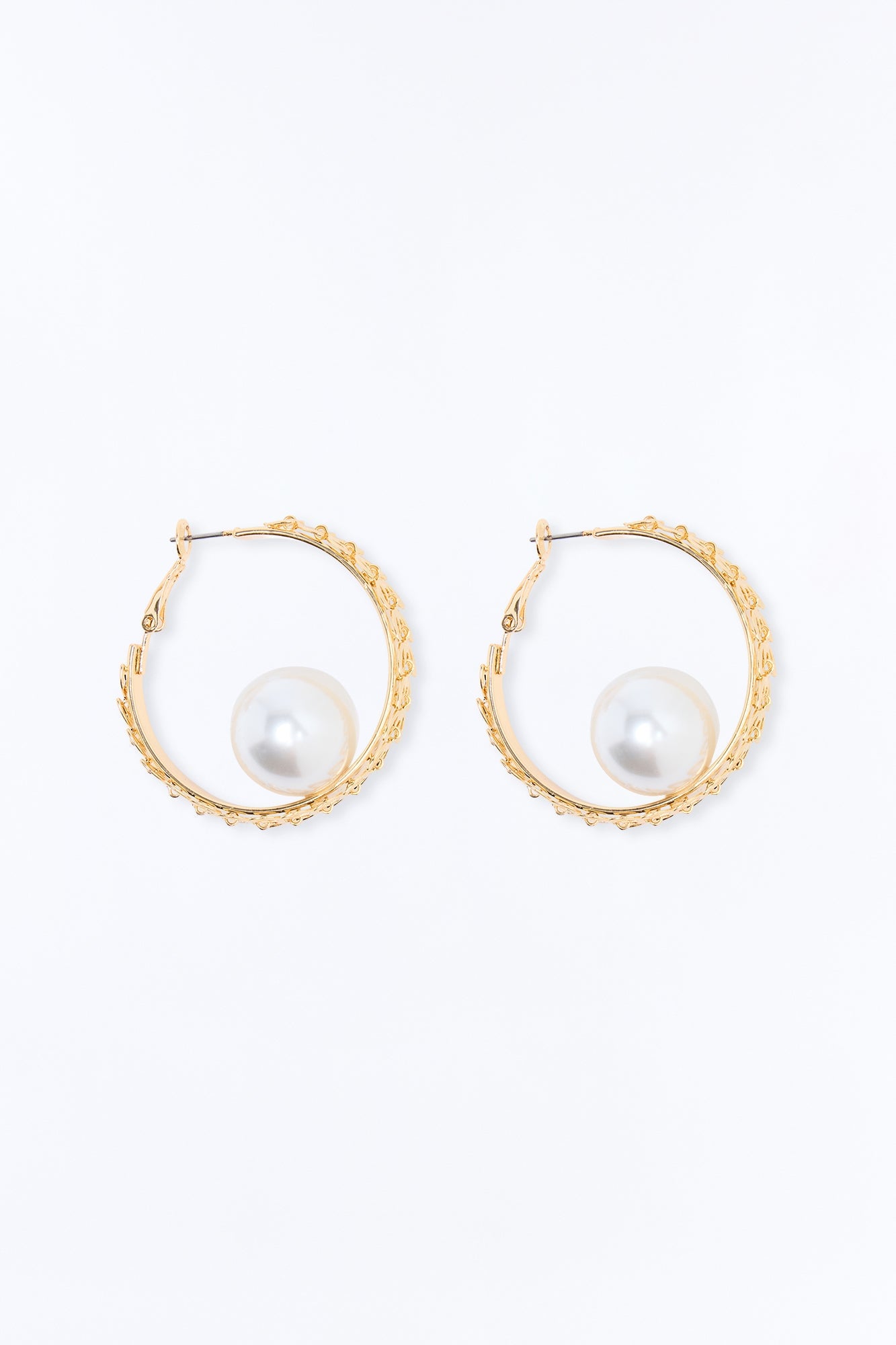 First Kiss Pearl Hoop Earrings - Gold image 3