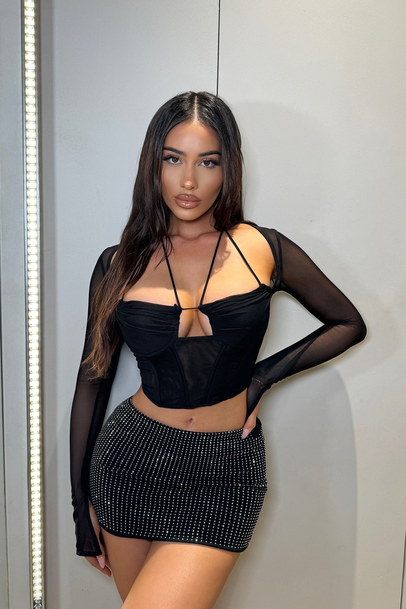 Melanie Mesh Corset Top - Black image 8