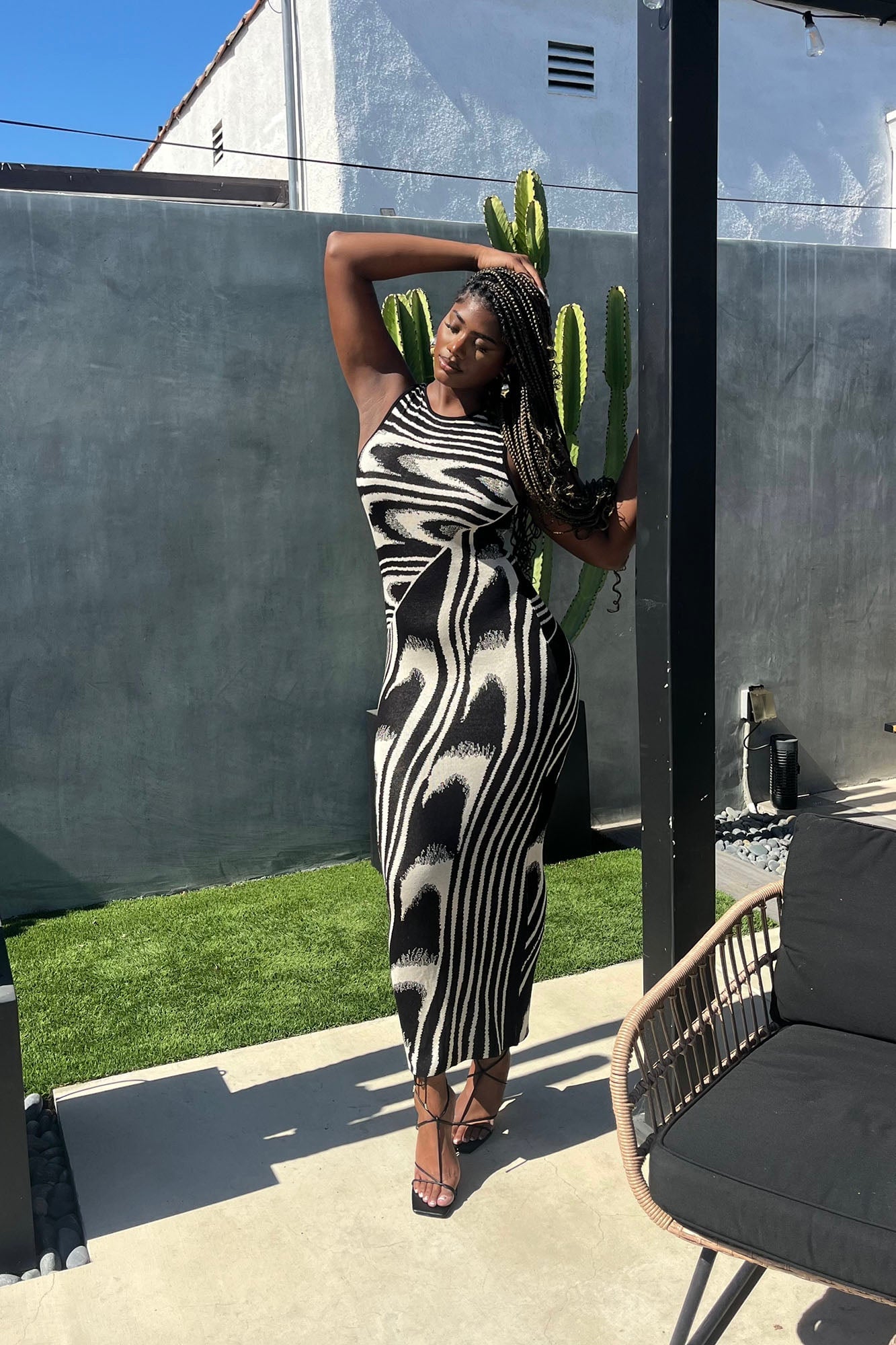 Kira Sweater Maxi Dress - Black/White image 8