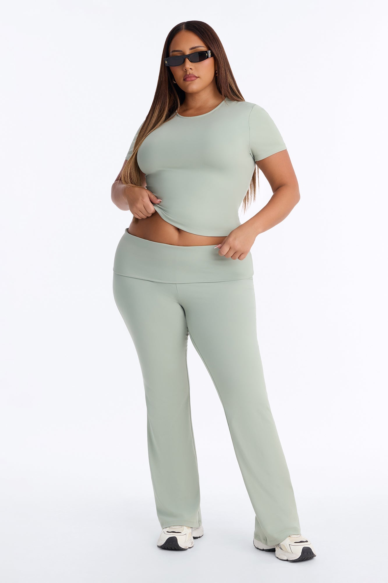 Myla Tricot Lounge Fold Over Flare Pants - Olive image 1