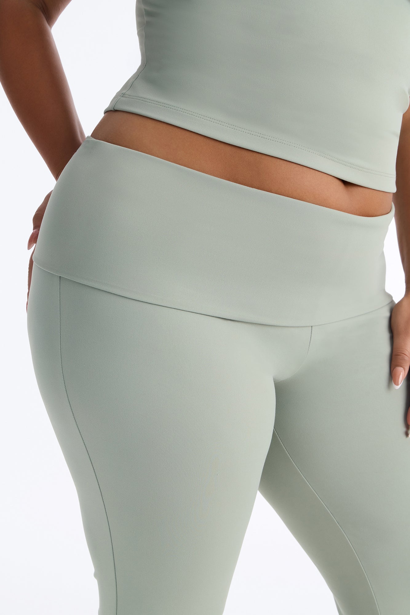 Myla Tricot Lounge Fold Over Flare Pants - Olive image 3