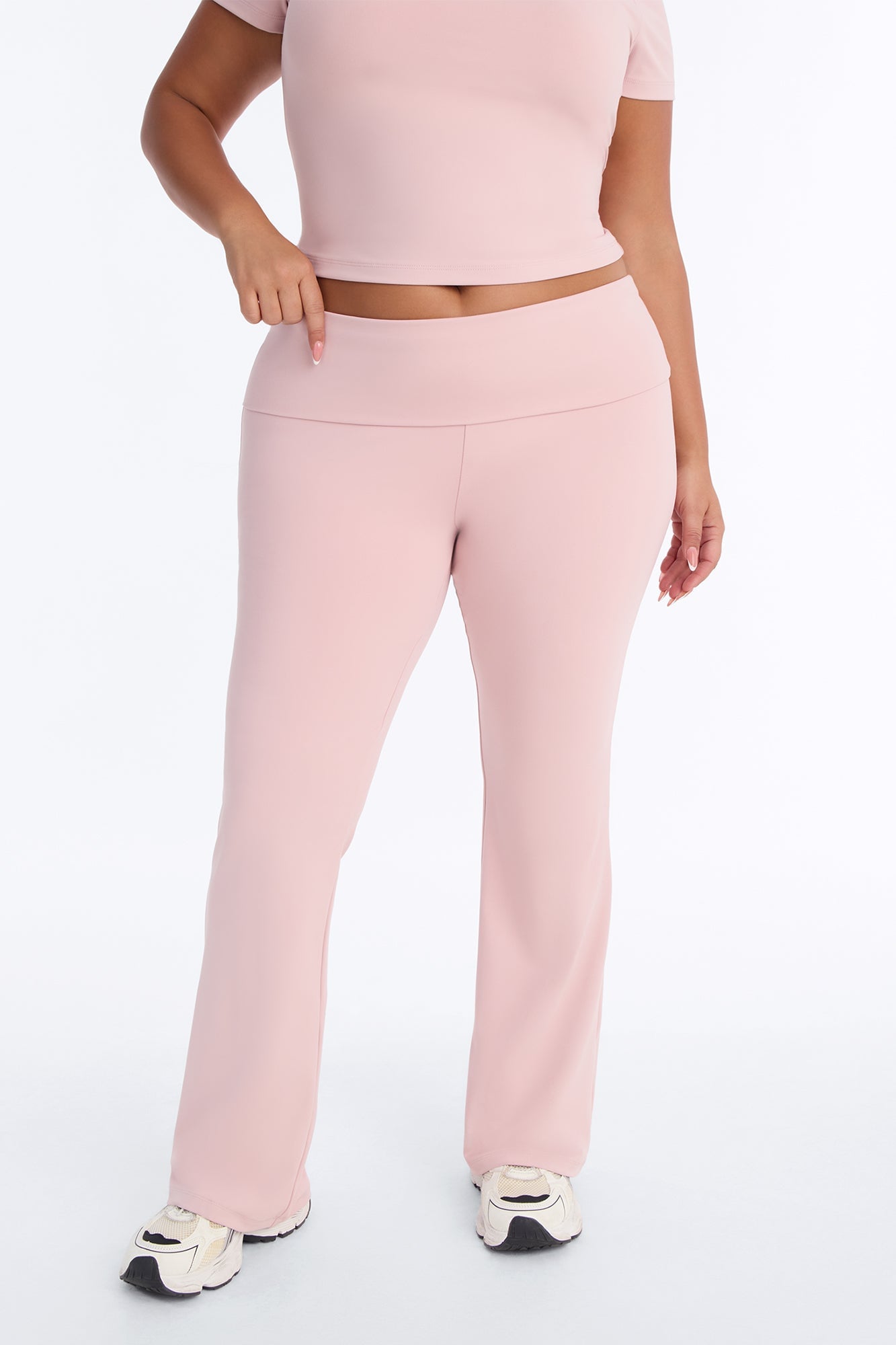 Myla Tricot Lounge Fold Over Flare Pants - Pink image 1