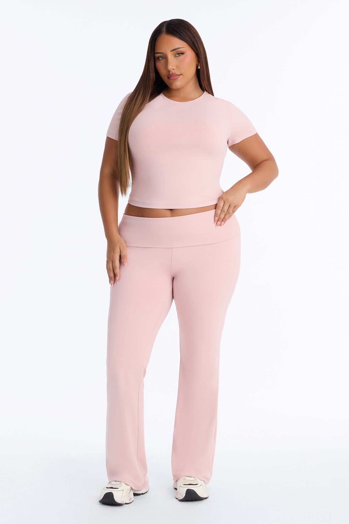 Myla Tricot Lounge Fold Over Flare Pants - Pink image 2