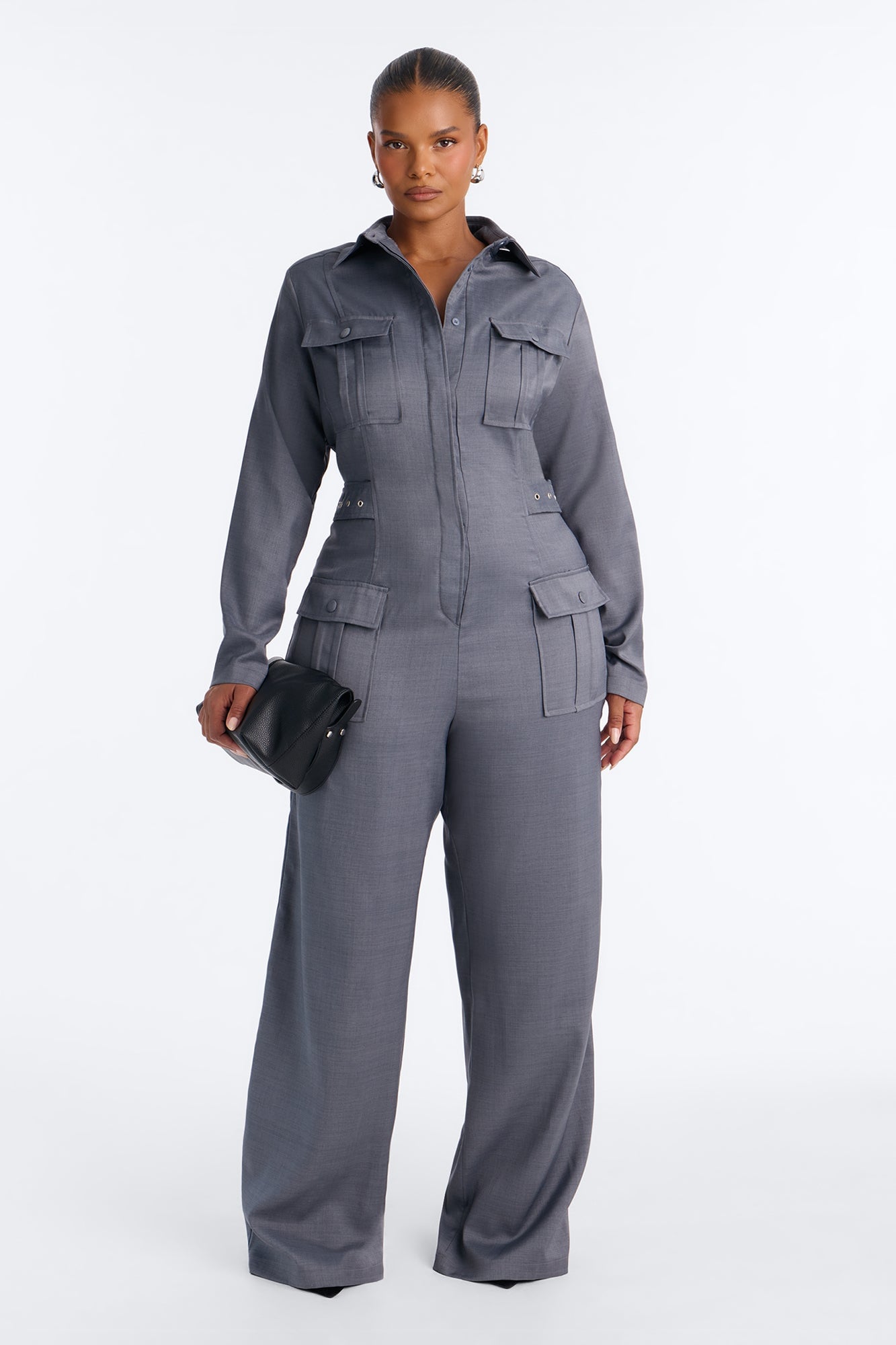 Professional Vibes Wide Leg Jumpsuit - Charcoal image 1
